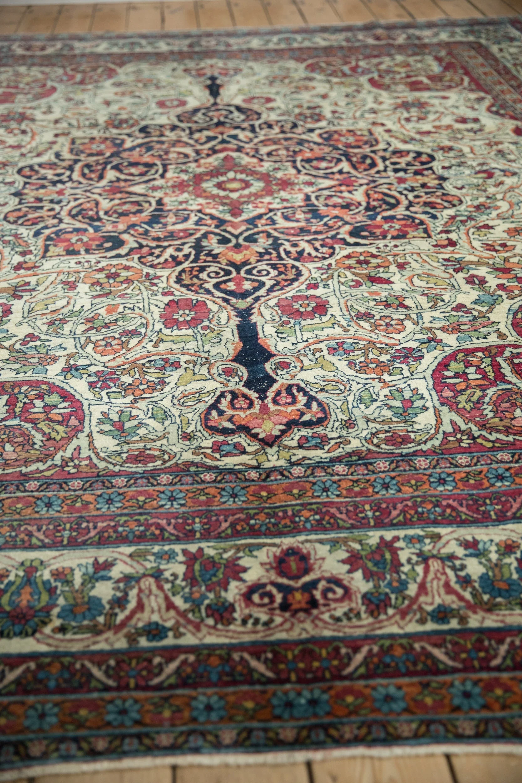 9x10 Antique Fine Kerman Square Carpet - Image 6