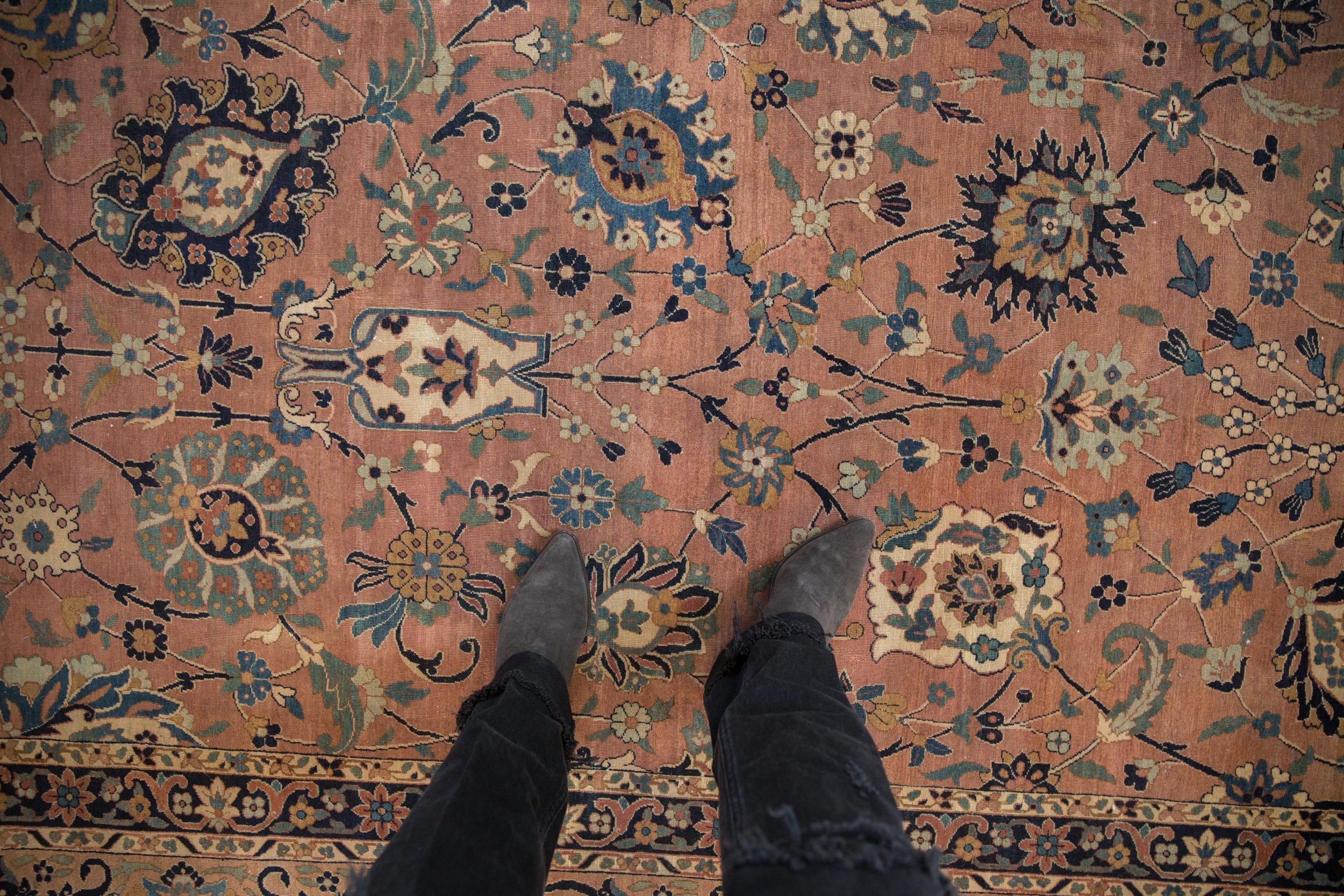 9x11.5 Antique Tea Washed Kerman Carpet - Image 2