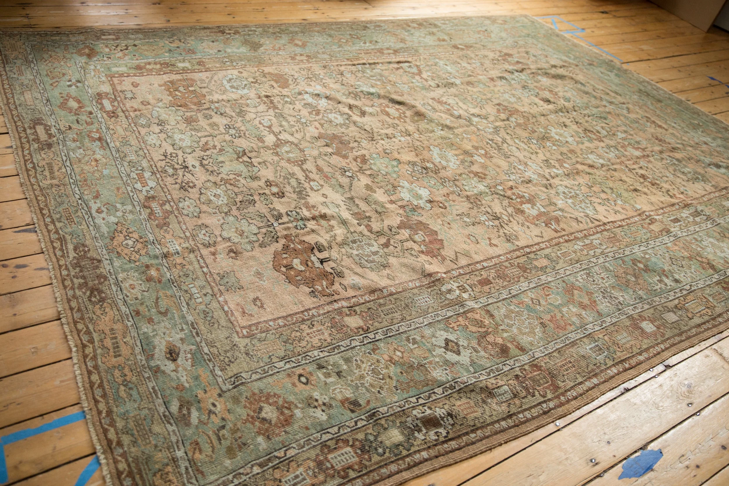RESERVED 9x11.5 Vintage Distressed Ghiordes Carpet - Image 11