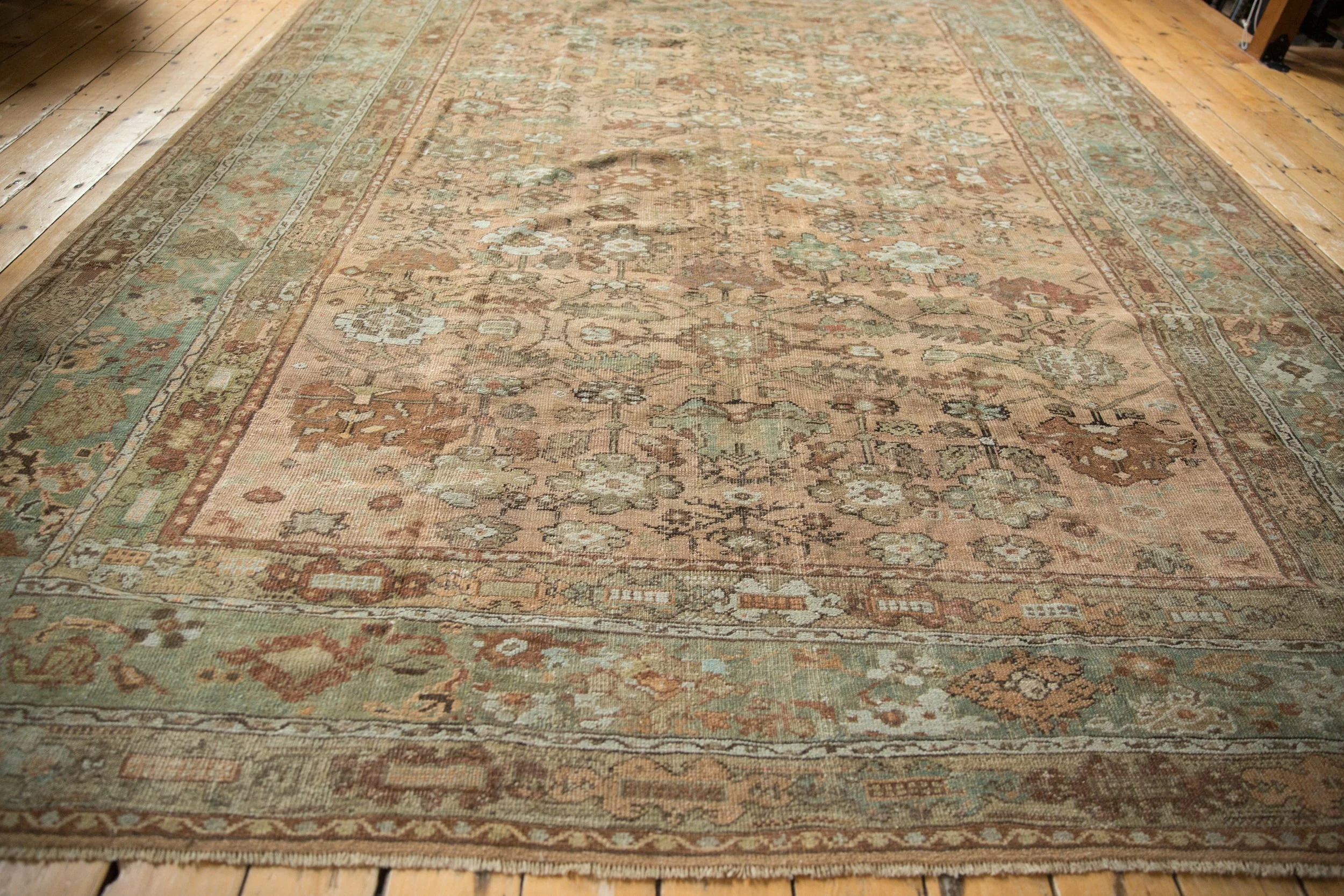 RESERVED 9x11.5 Vintage Distressed Ghiordes Carpet - Image 9