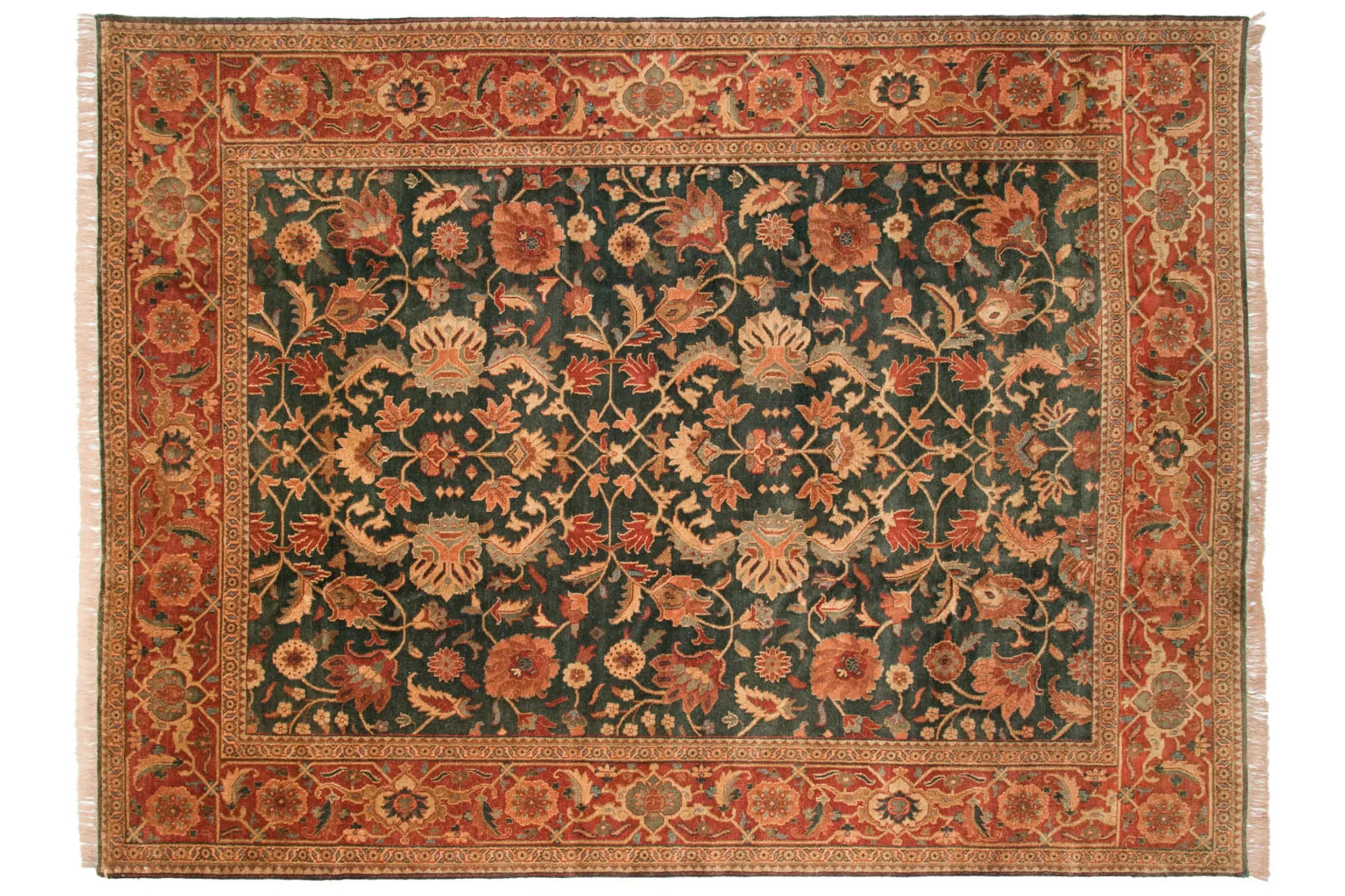 9x11.5 Vintage Indian Serapi Design Carpet - Image 3