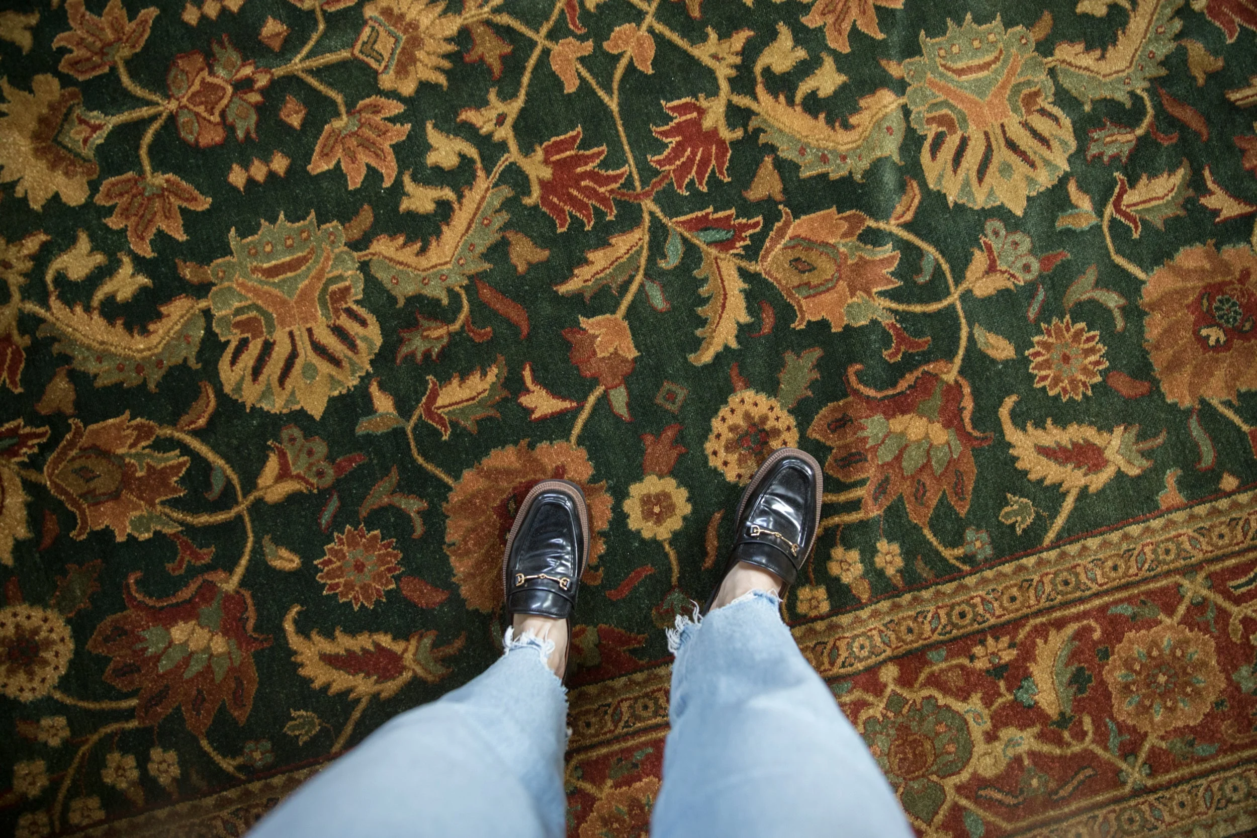 9x11.5 Vintage Indian Serapi Design Carpet - Image 5