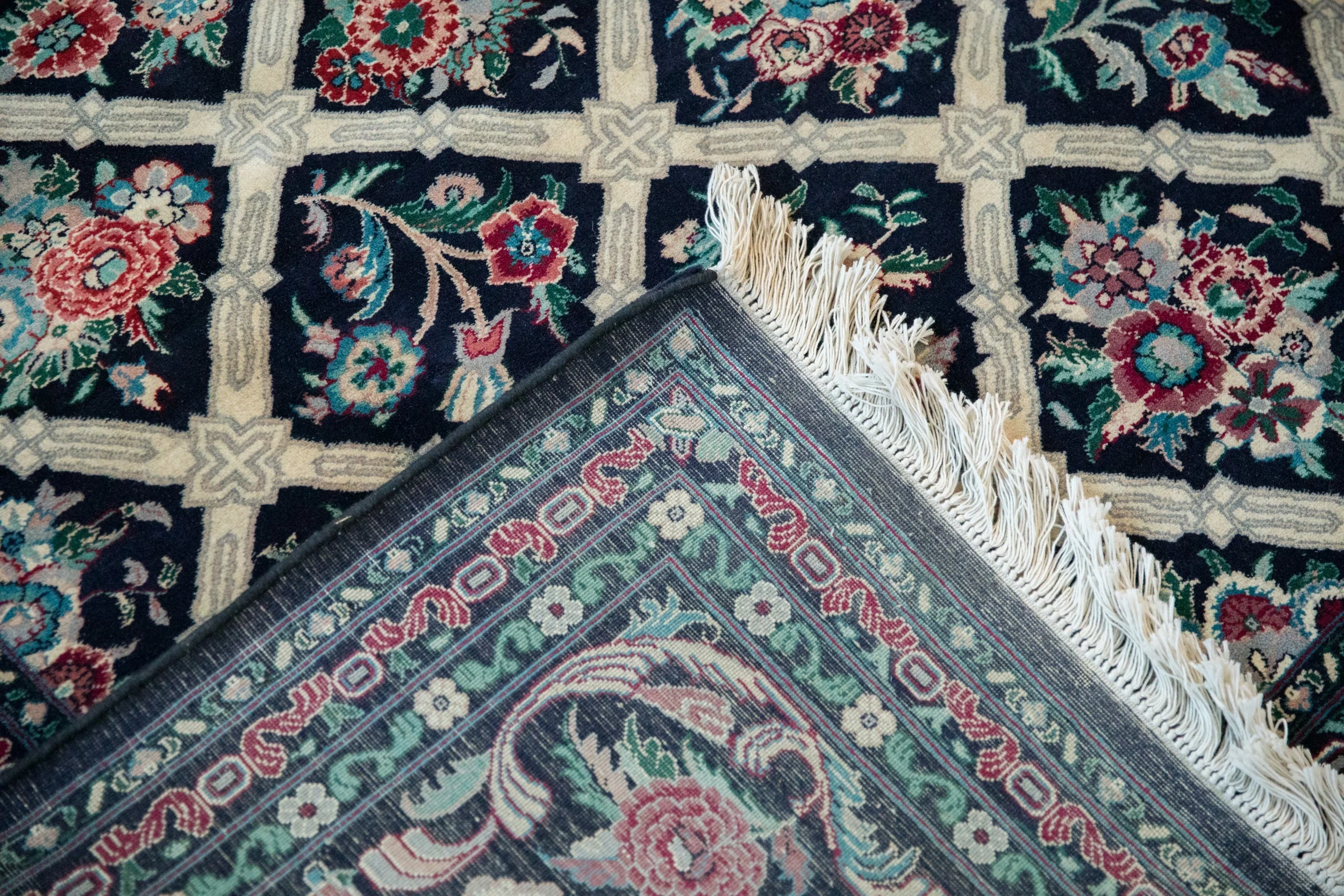 9x11.5 Vintage Pakistani Savonnerie Design Carpet - Image 9
