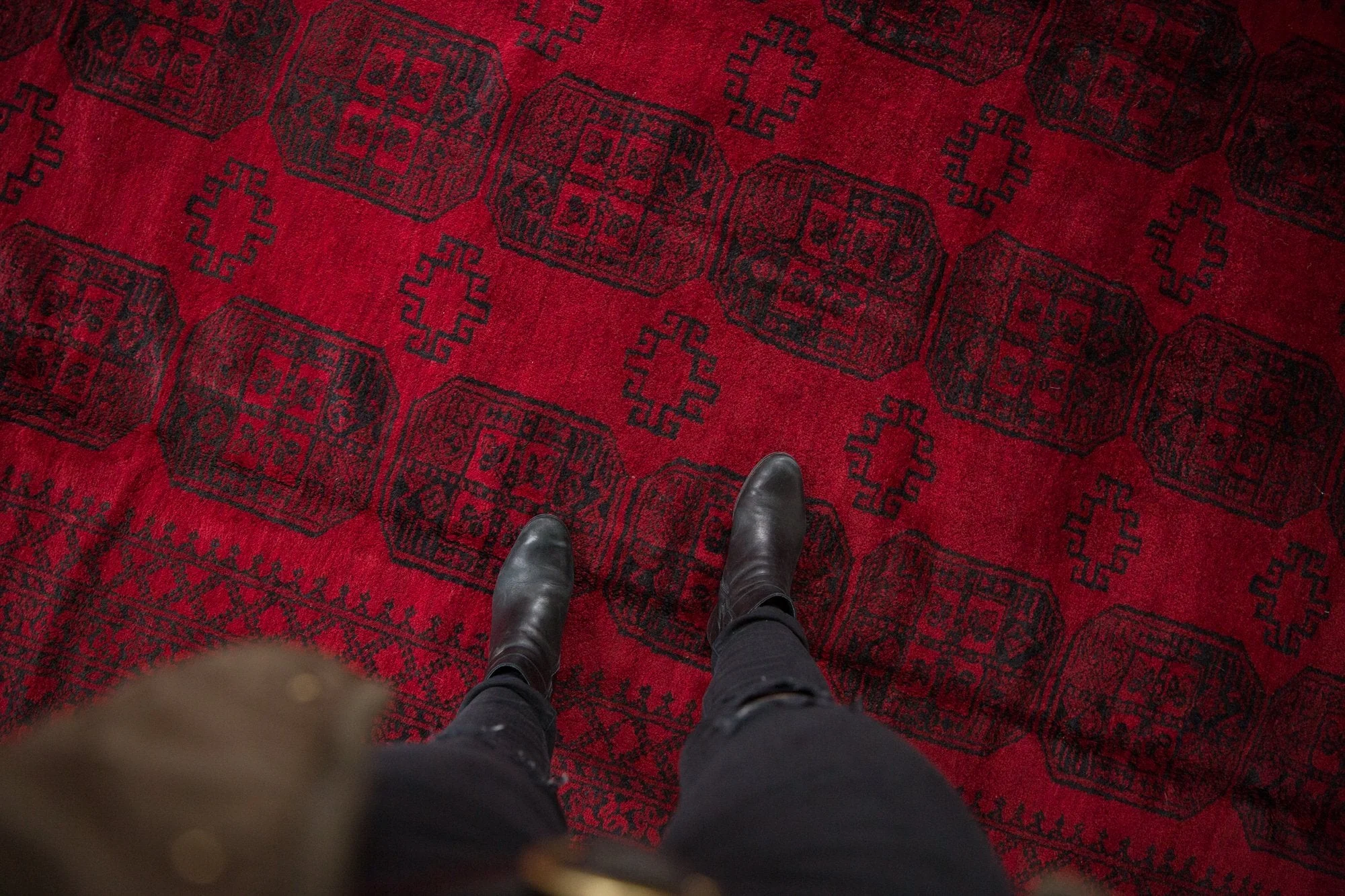 9x12.5 Vintage Afghani Ersari Design Carpet - Image 2
