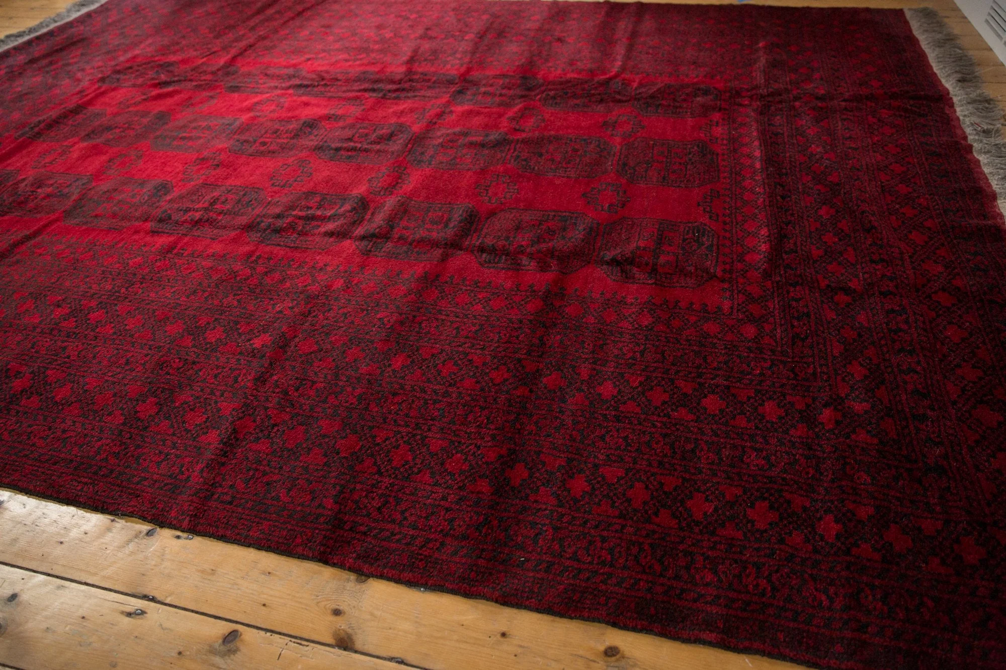 9x12.5 Vintage Afghani Ersari Design Carpet - Image 3