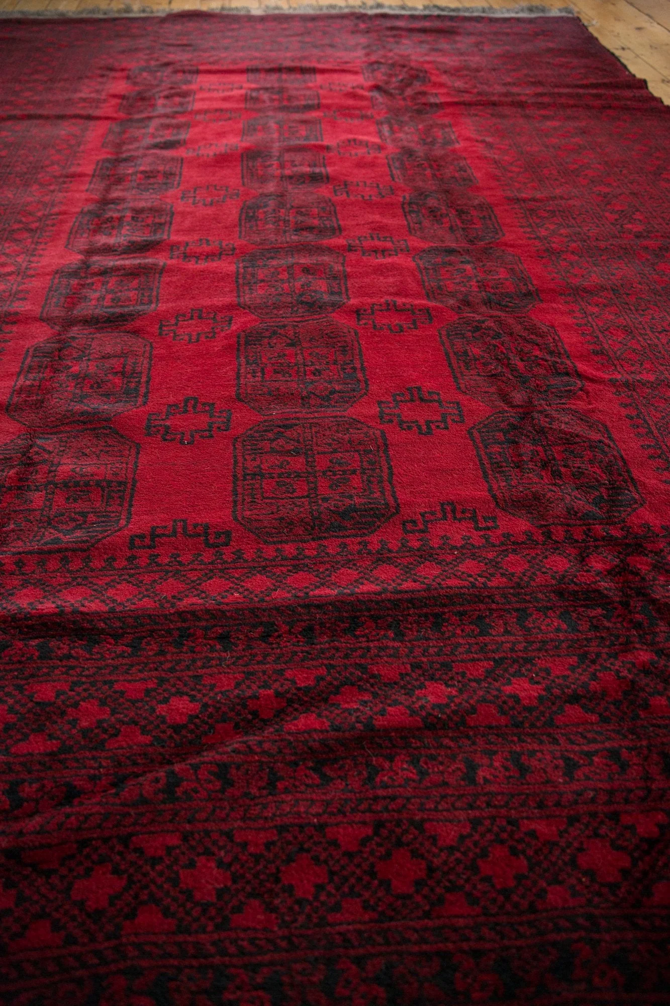 9x12.5 Vintage Afghani Ersari Design Carpet - Image 6
