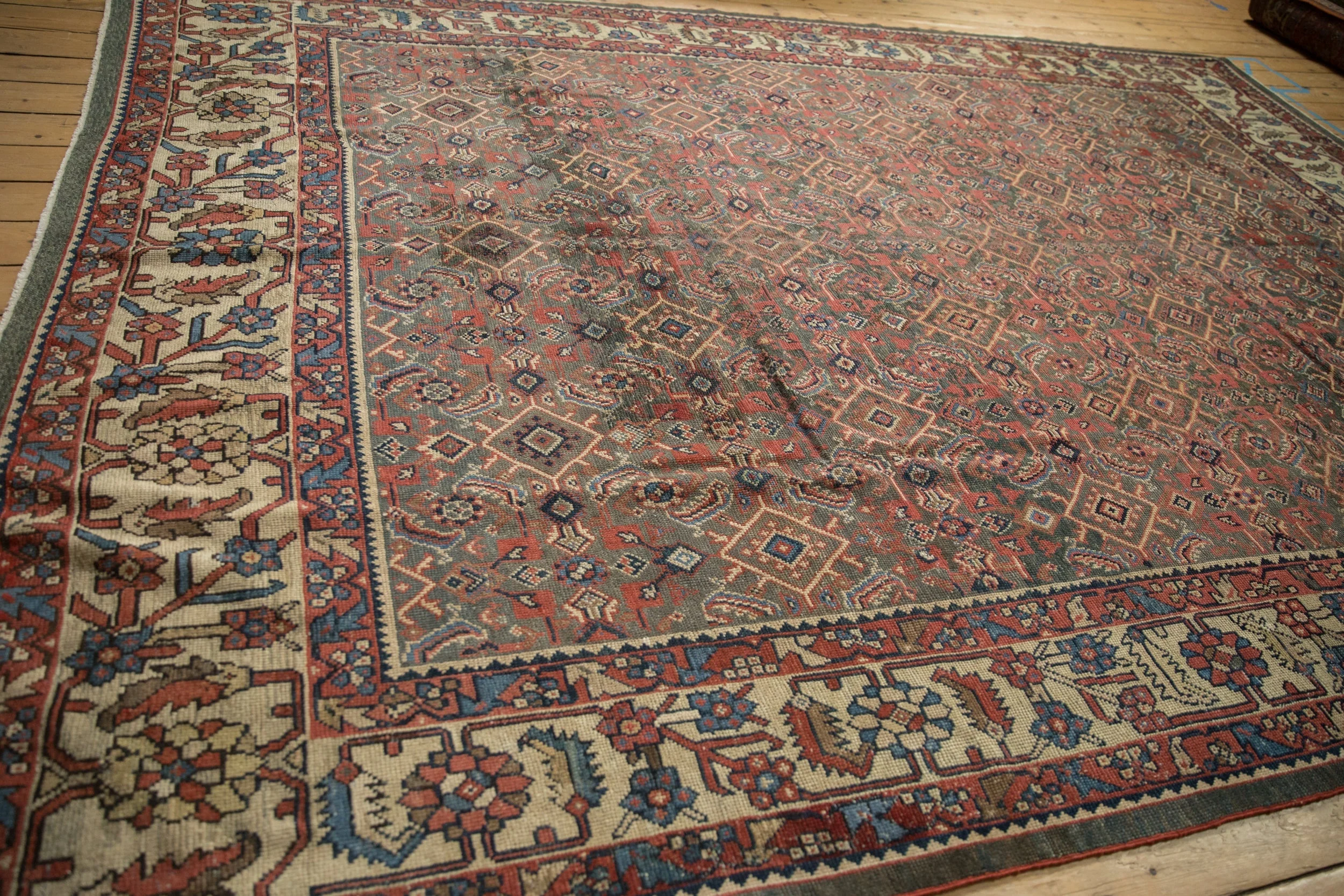 9x12.5 Vintage Distressed Mahal Carpet - Image 12