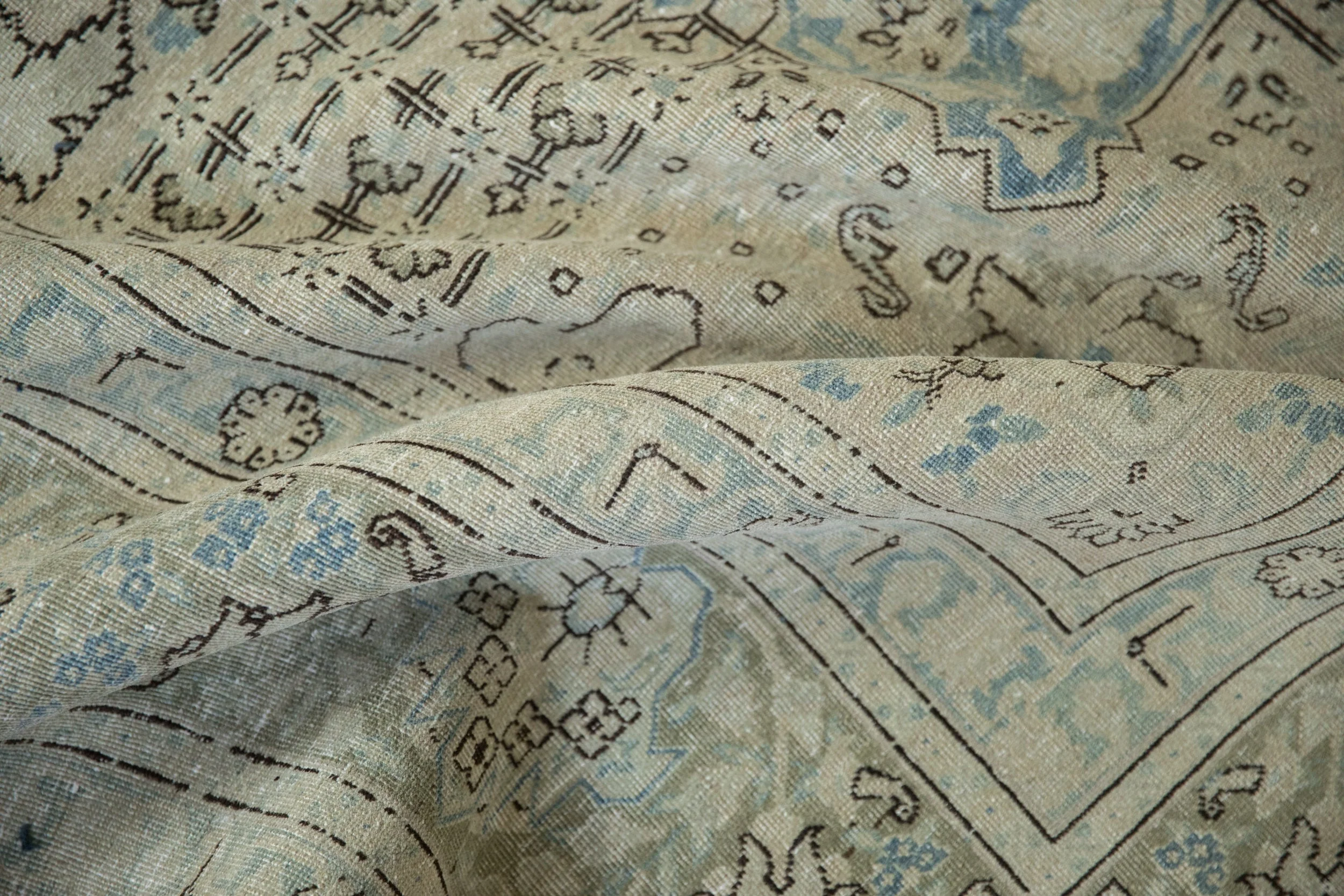 9x12.5 Vintage Distressed Tabriz Carpet - Image 10