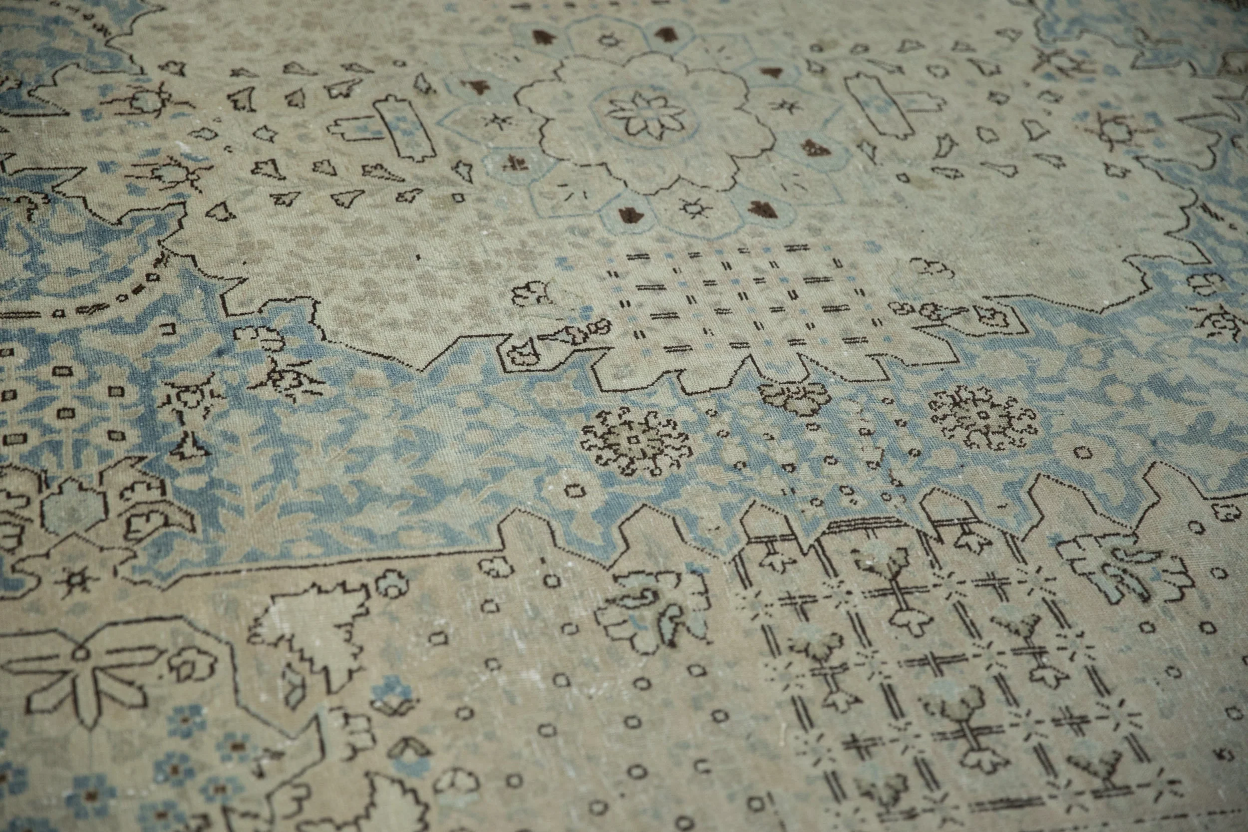 9x12.5 Vintage Distressed Tabriz Carpet - Image 7