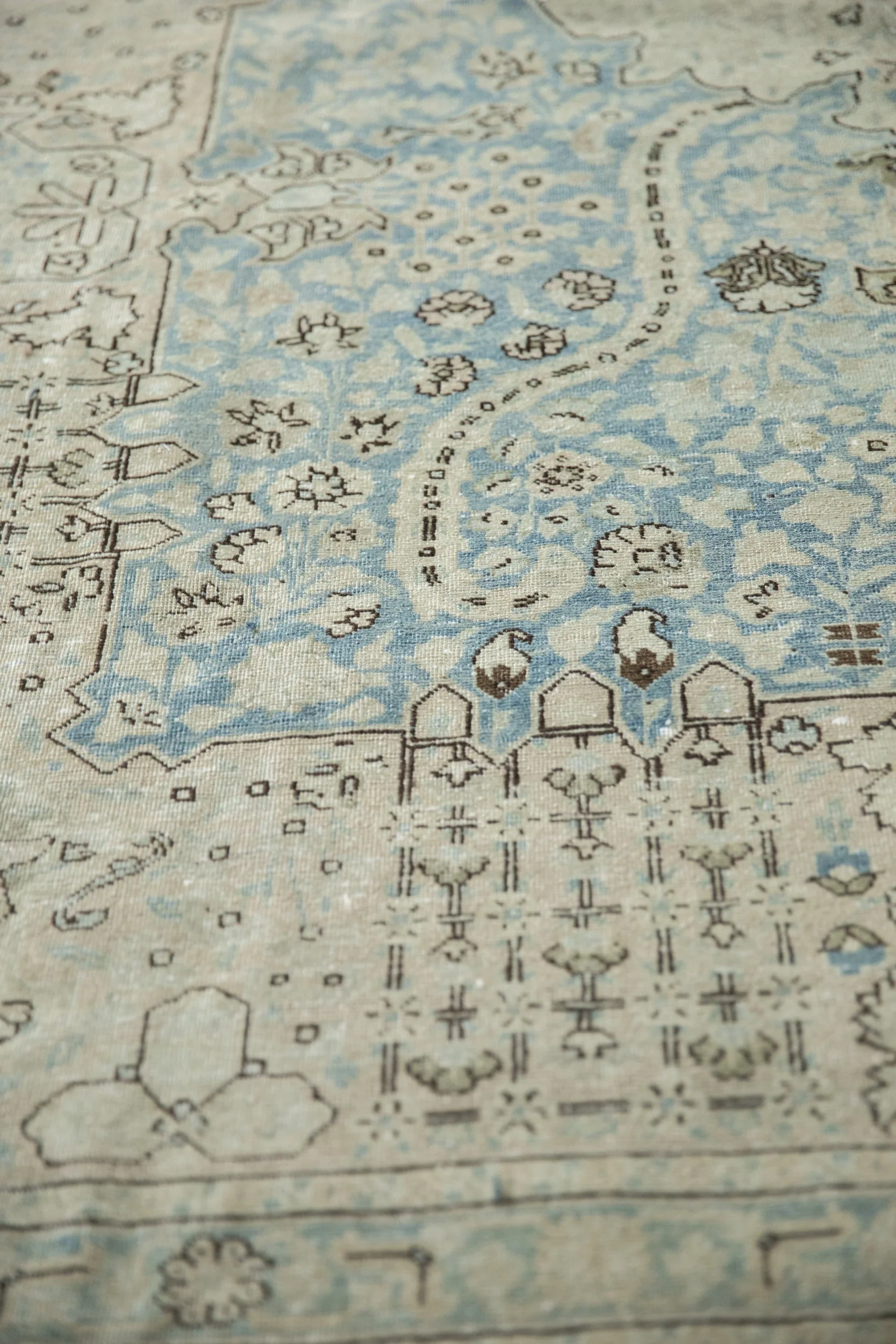 9x12.5 Vintage Distressed Tabriz Carpet - Image 9