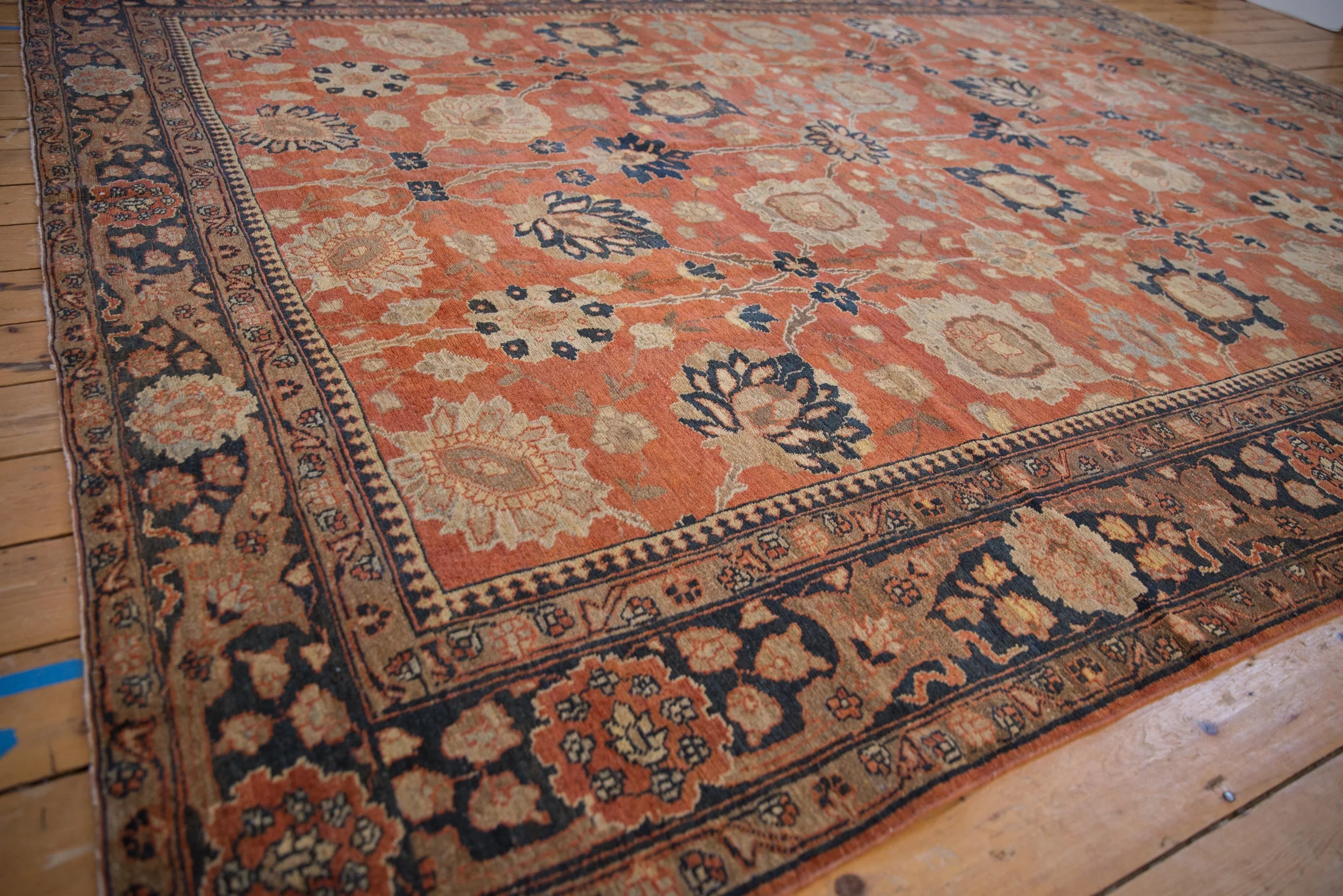 9x12.5 Vintage Tabriz Carpet - Image 9