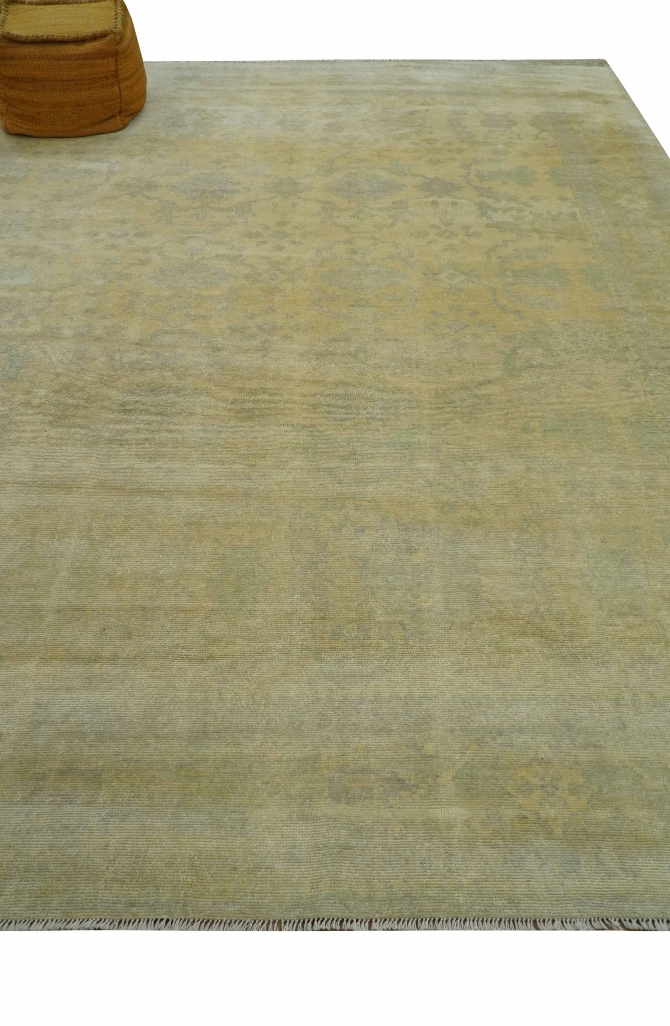 9x12 Antique Oriental Oushak Beige Hand knotted Wool Area Rug - Image 8
