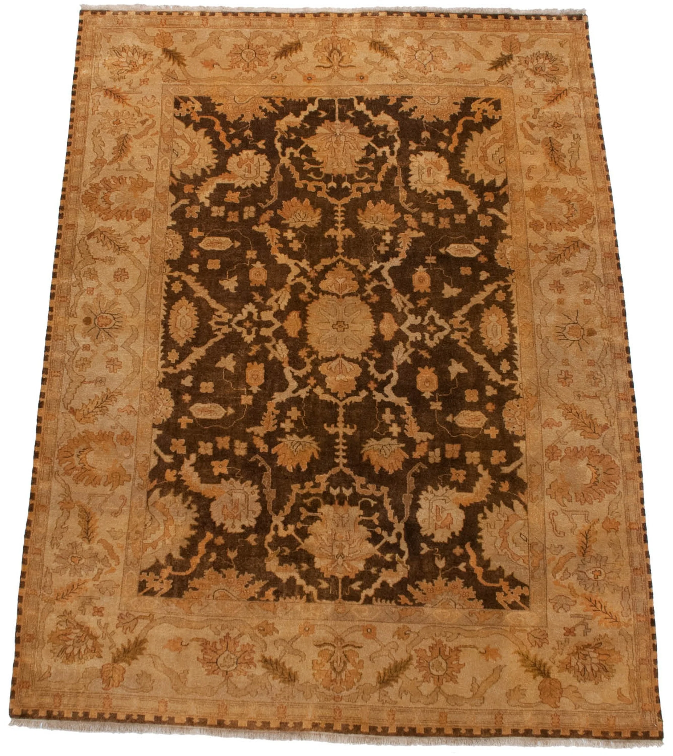9x12 New Gold Wash Indian Oushak Design Carpet - Image 7