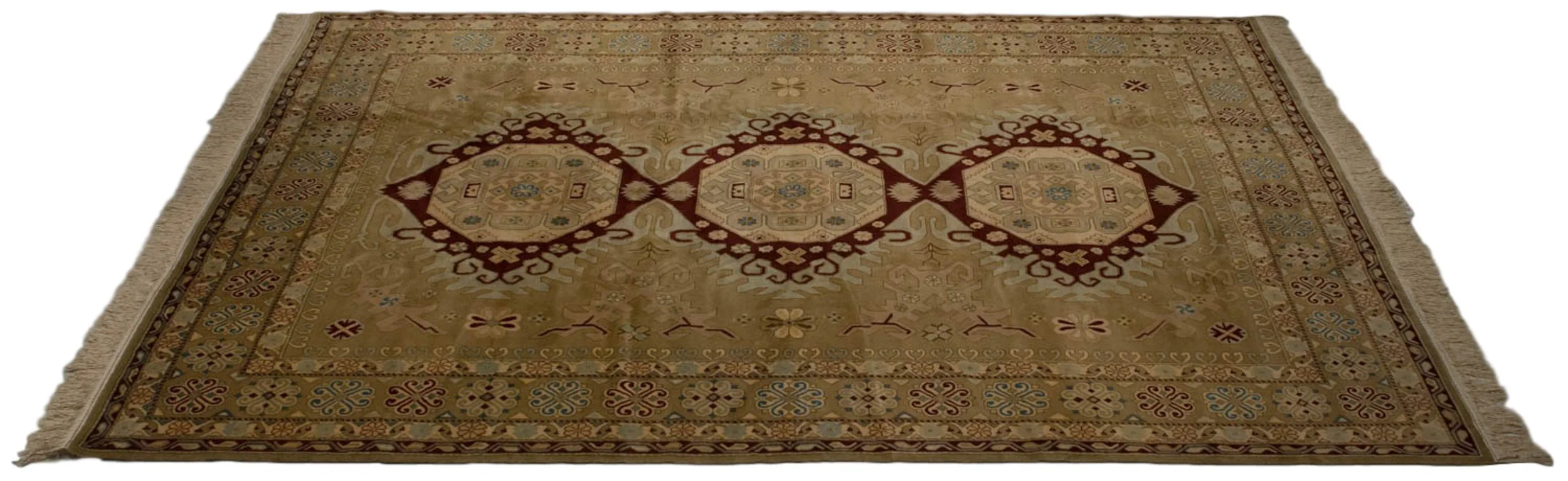 9x12 Vintage Distressed Bulgarian Caucasian Design Carpet - Image 2