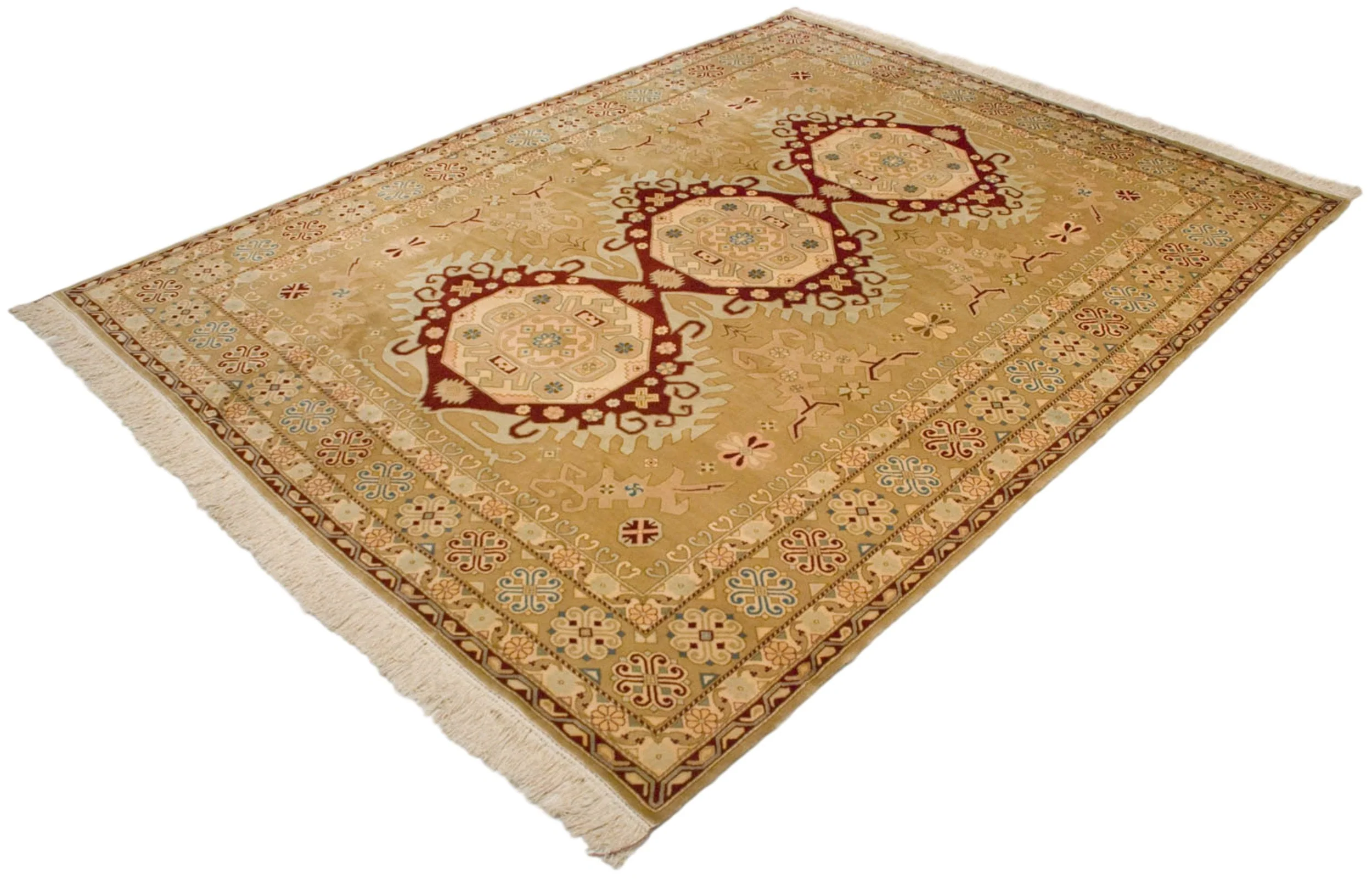 9x12 Vintage Distressed Bulgarian Caucasian Design Carpet - Image 3