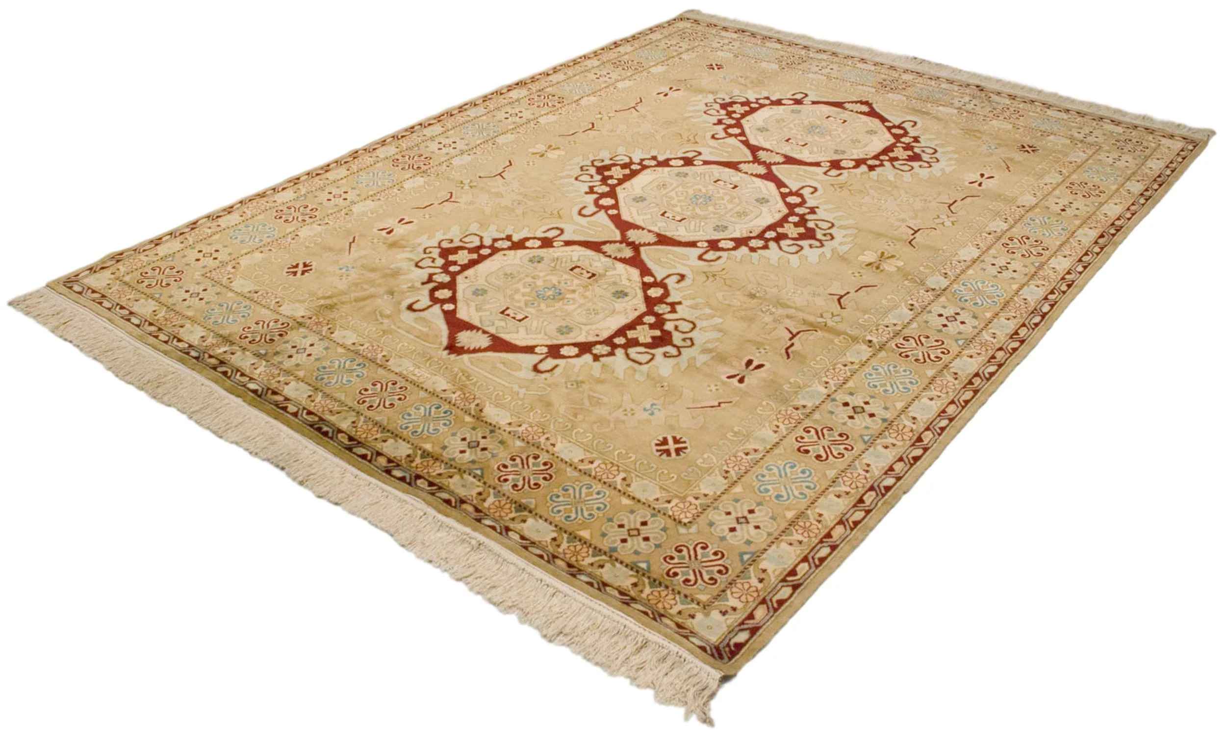 9x12 Vintage Distressed Bulgarian Caucasian Design Carpet - Image 4