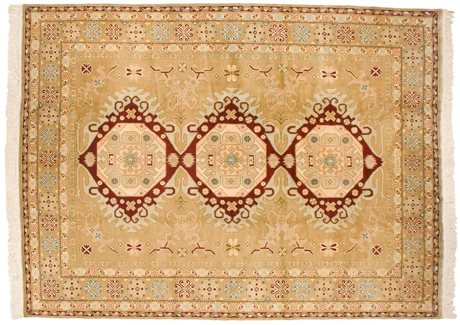 9x12 Vintage Distressed Bulgarian Caucasian Design Carpet - Image 5