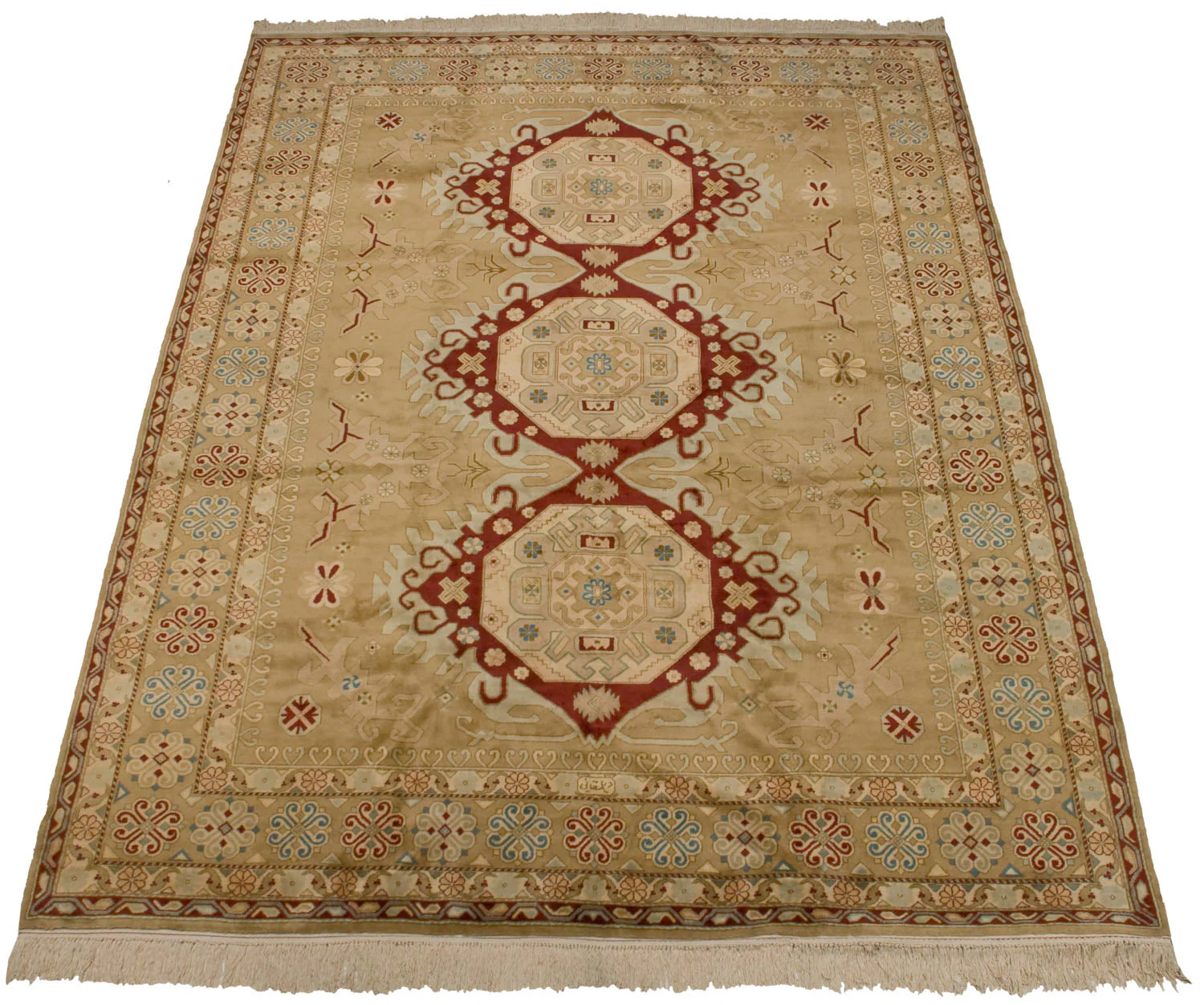 9x12 Vintage Distressed Bulgarian Caucasian Design Carpet - Image 6