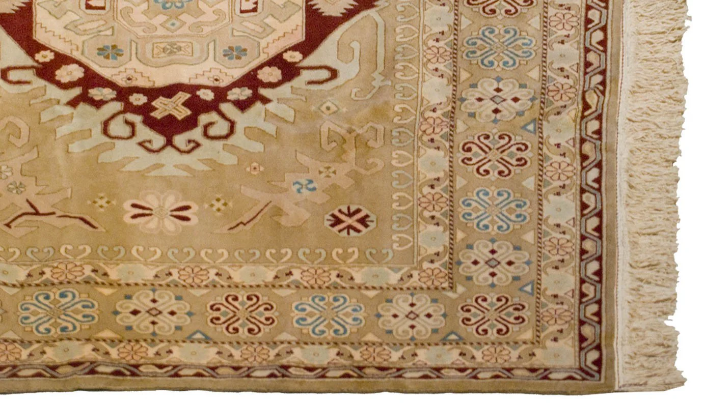 9x12 Vintage Distressed Bulgarian Caucasian Design Carpet - Image 8