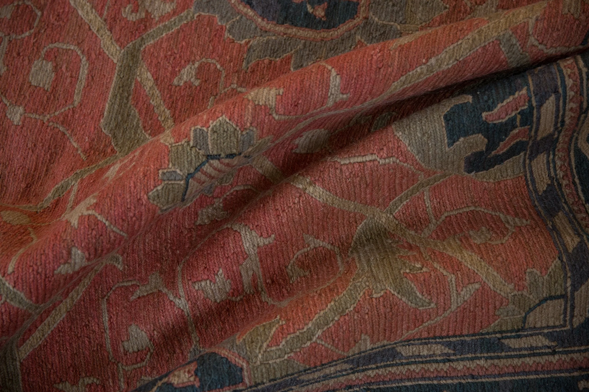 9x12 Vintage Tea Washed Indian Arts And Crafts Soumac Design Carpet - Image 10