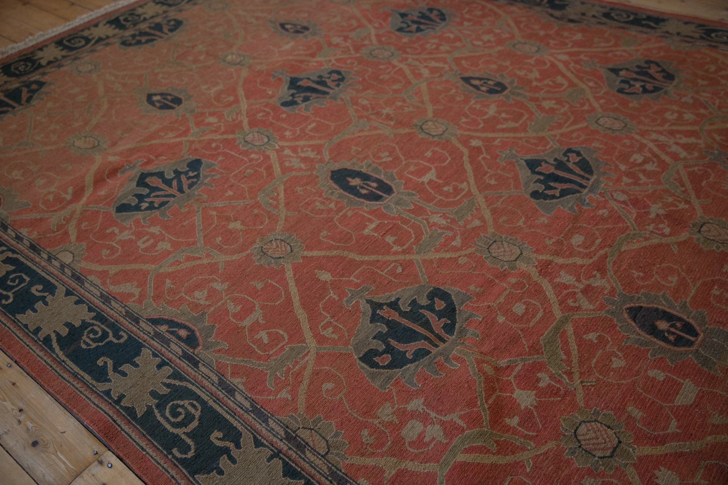 9x12 Vintage Tea Washed Indian Arts And Crafts Soumac Design Carpet - Image 11