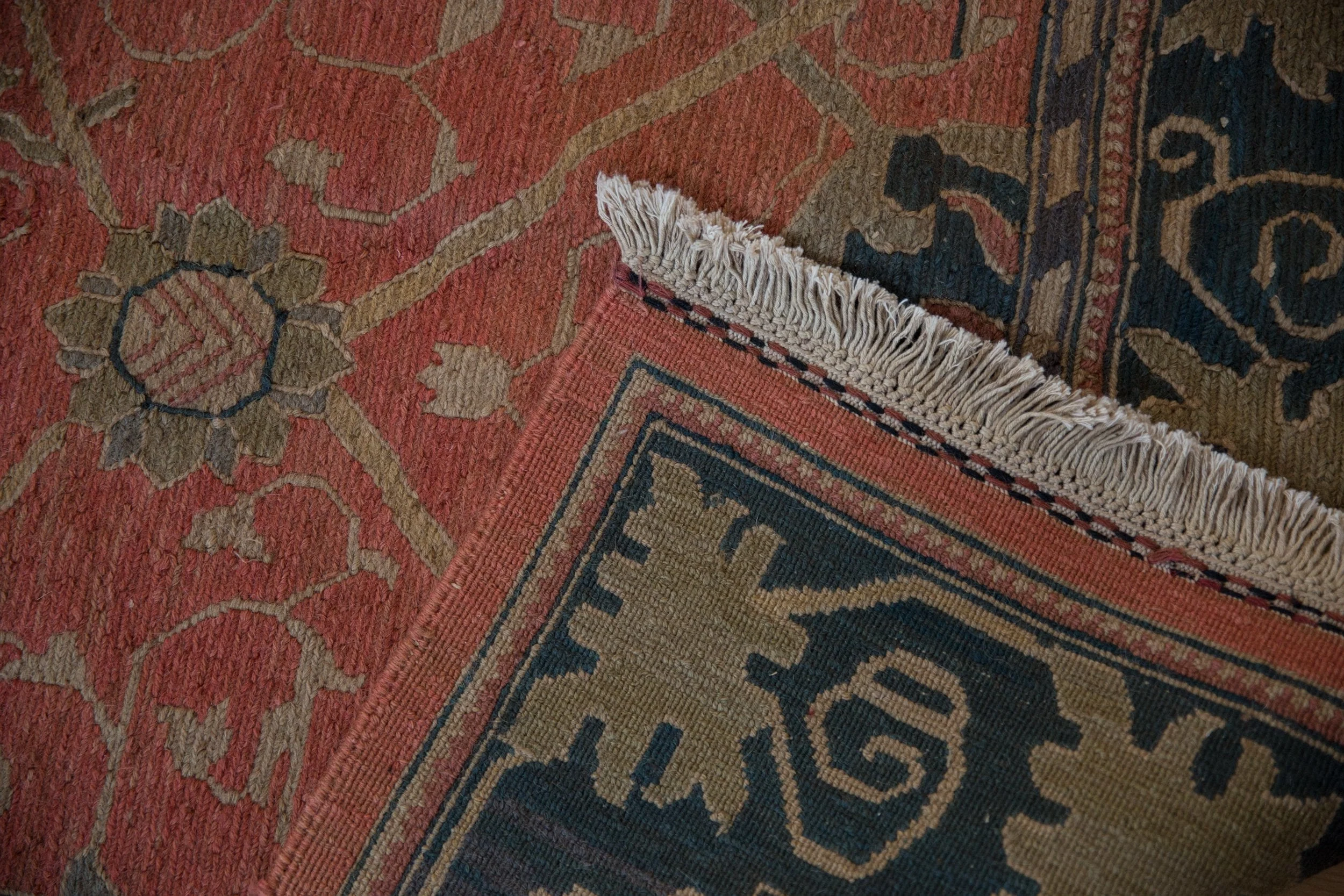 9x12 Vintage Tea Washed Indian Arts And Crafts Soumac Design Carpet - Image 12