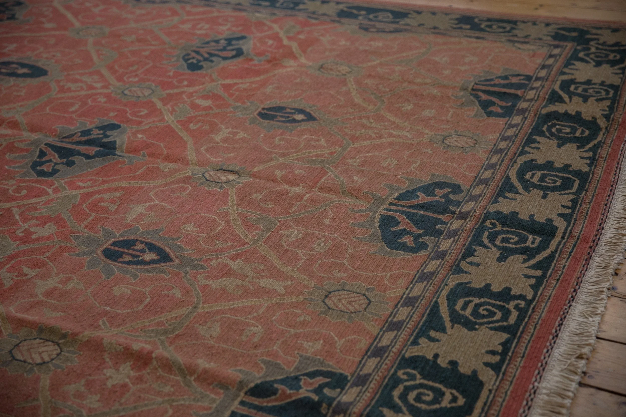 9x12 Vintage Tea Washed Indian Arts And Crafts Soumac Design Carpet - Image 4
