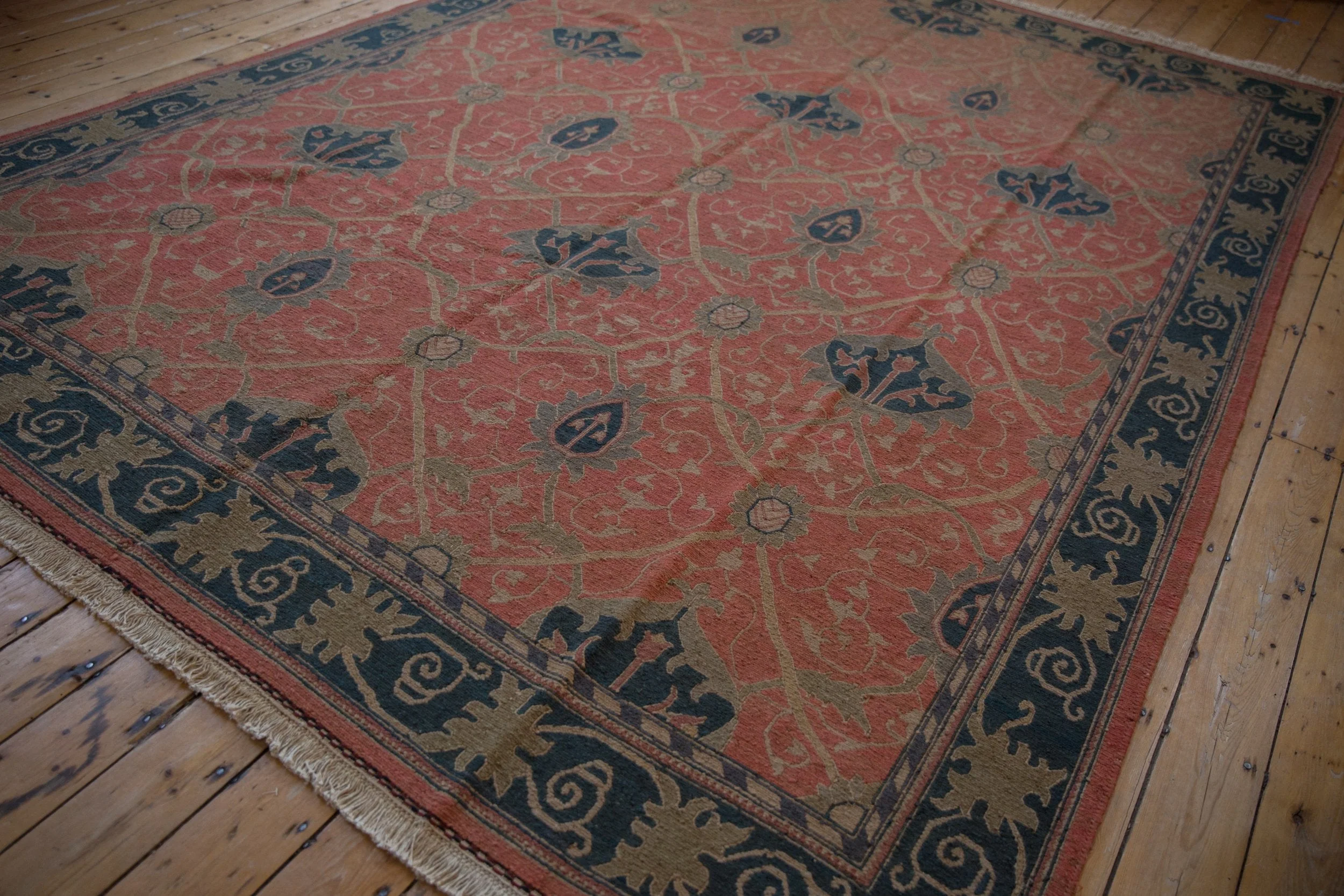 9x12 Vintage Tea Washed Indian Arts And Crafts Soumac Design Carpet - Image 5