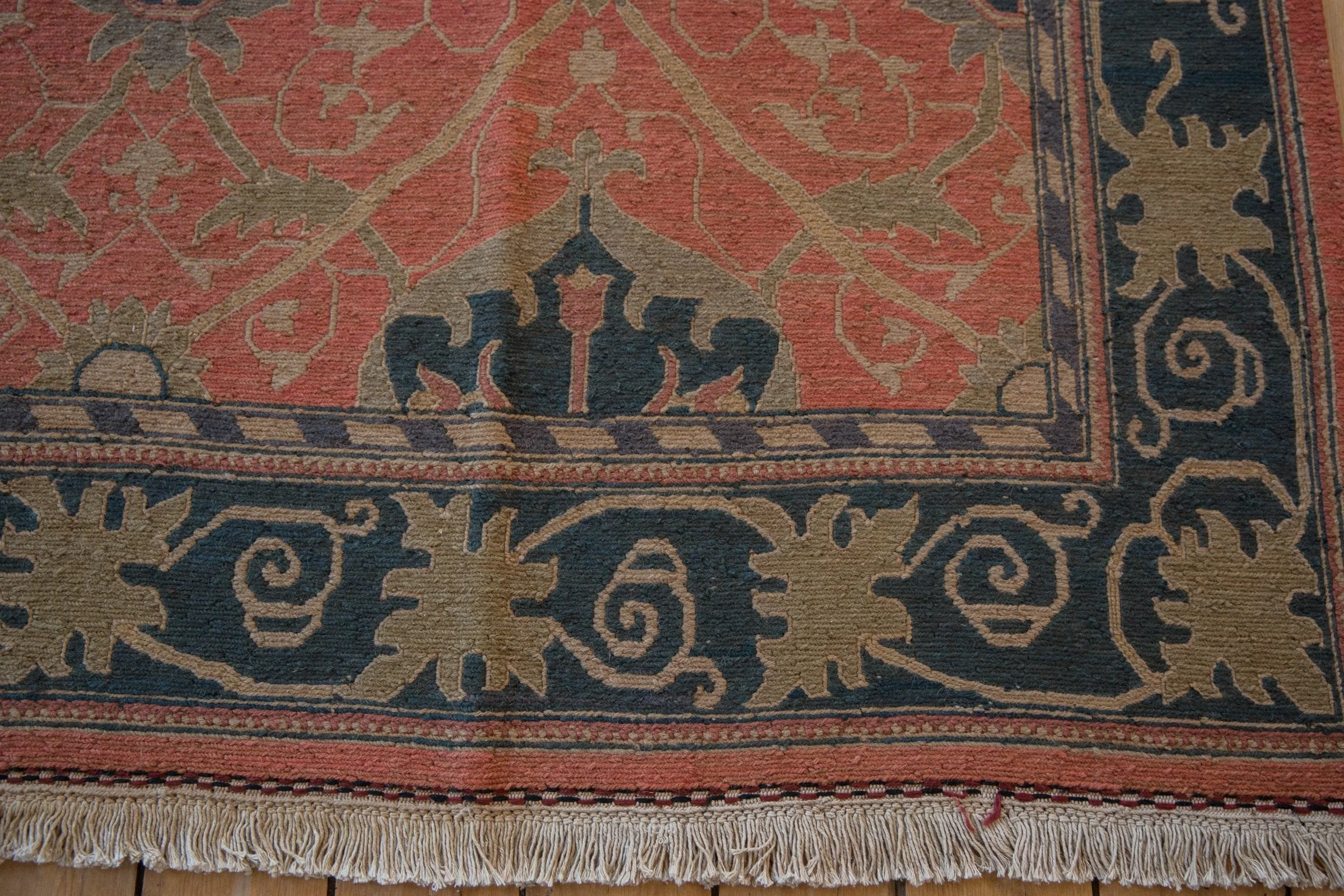 9x12 Vintage Tea Washed Indian Arts And Crafts Soumac Design Carpet - Image 6