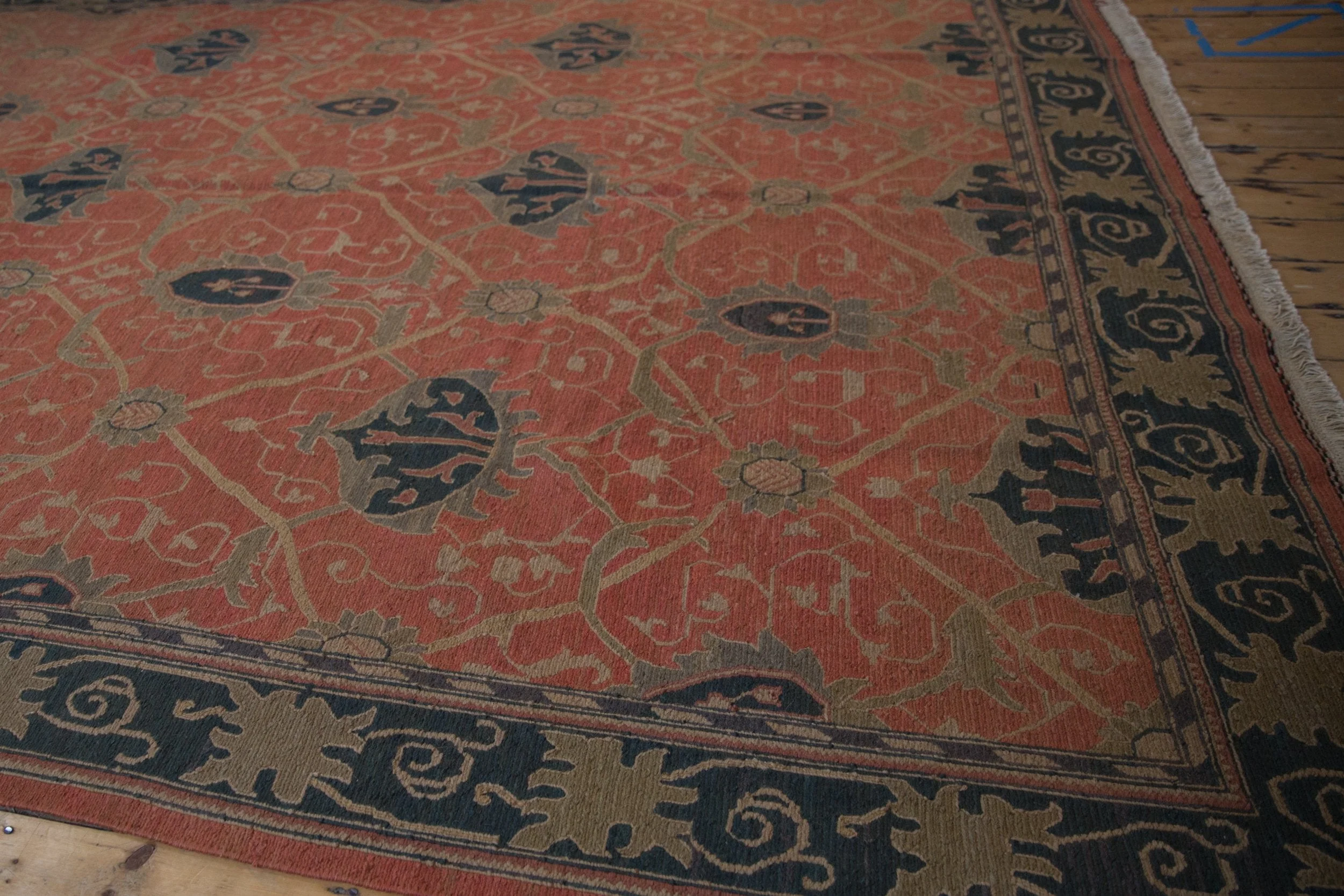9x12 Vintage Tea Washed Indian Arts And Crafts Soumac Design Carpet - Image 8