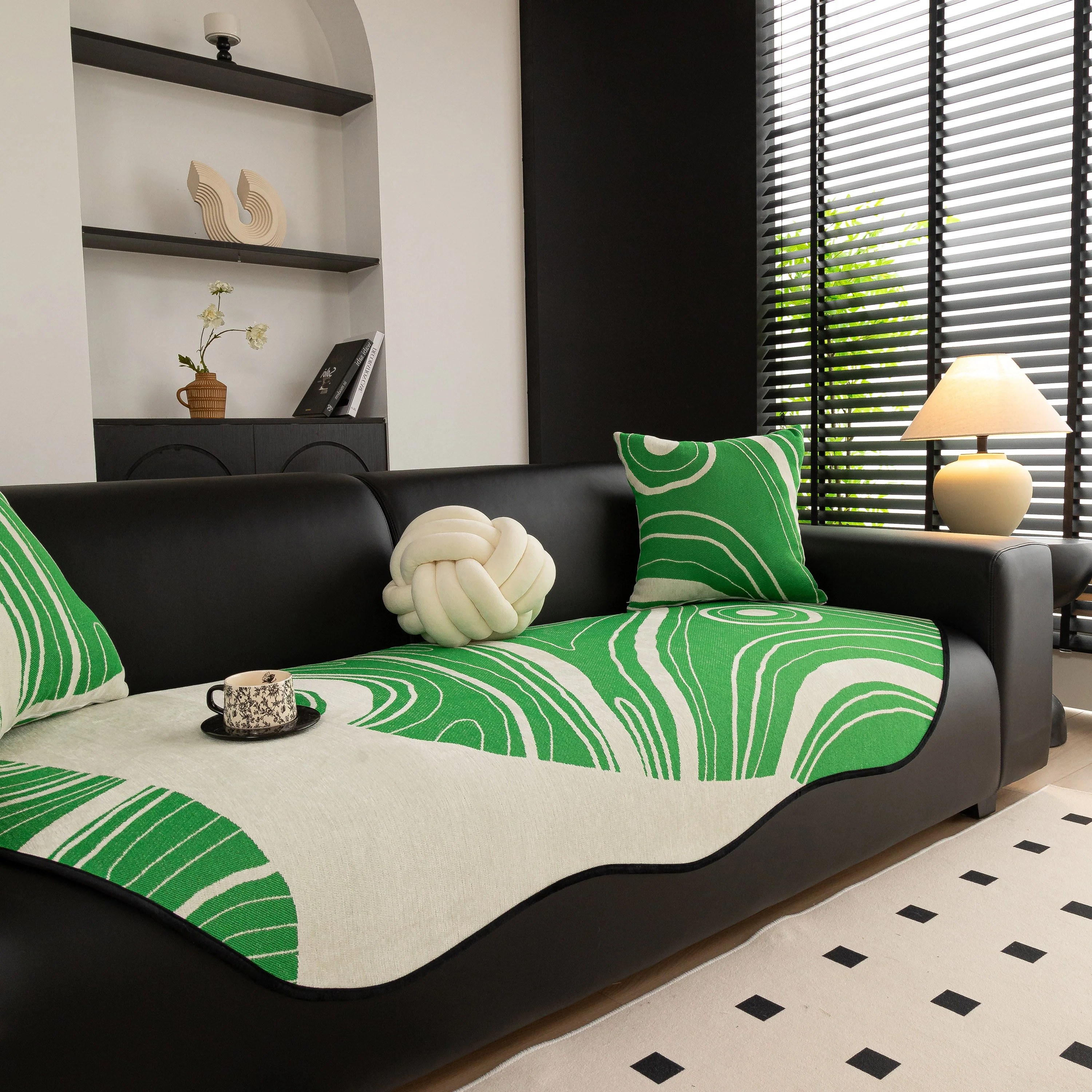 Abstract Art Sofa Cover with Wave Edge, Non Slip Couch Cover for Stylish Homes - Image 10