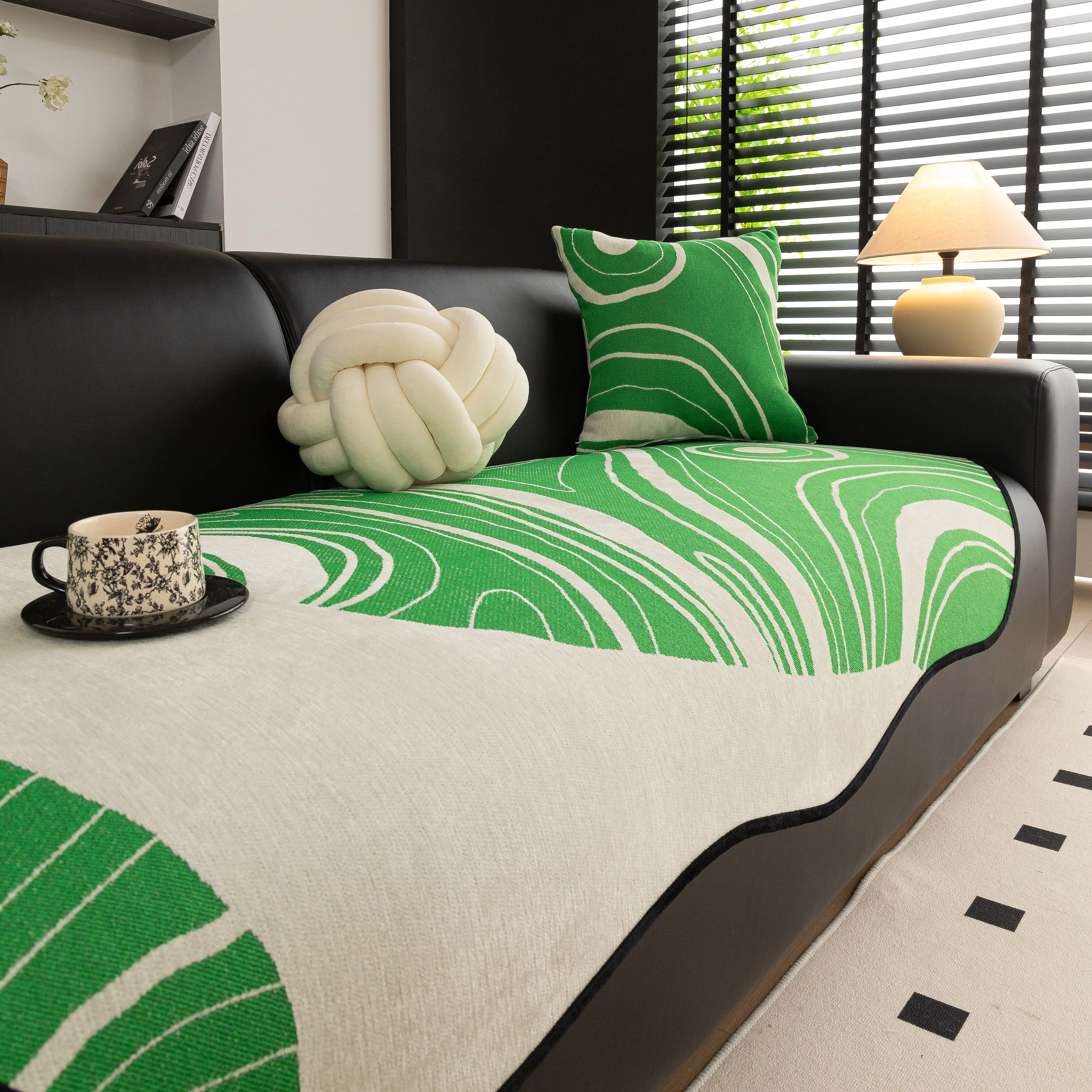 Abstract Art Sofa Cover with Wave Edge, Non Slip Couch Cover for Stylish Homes - Image 12