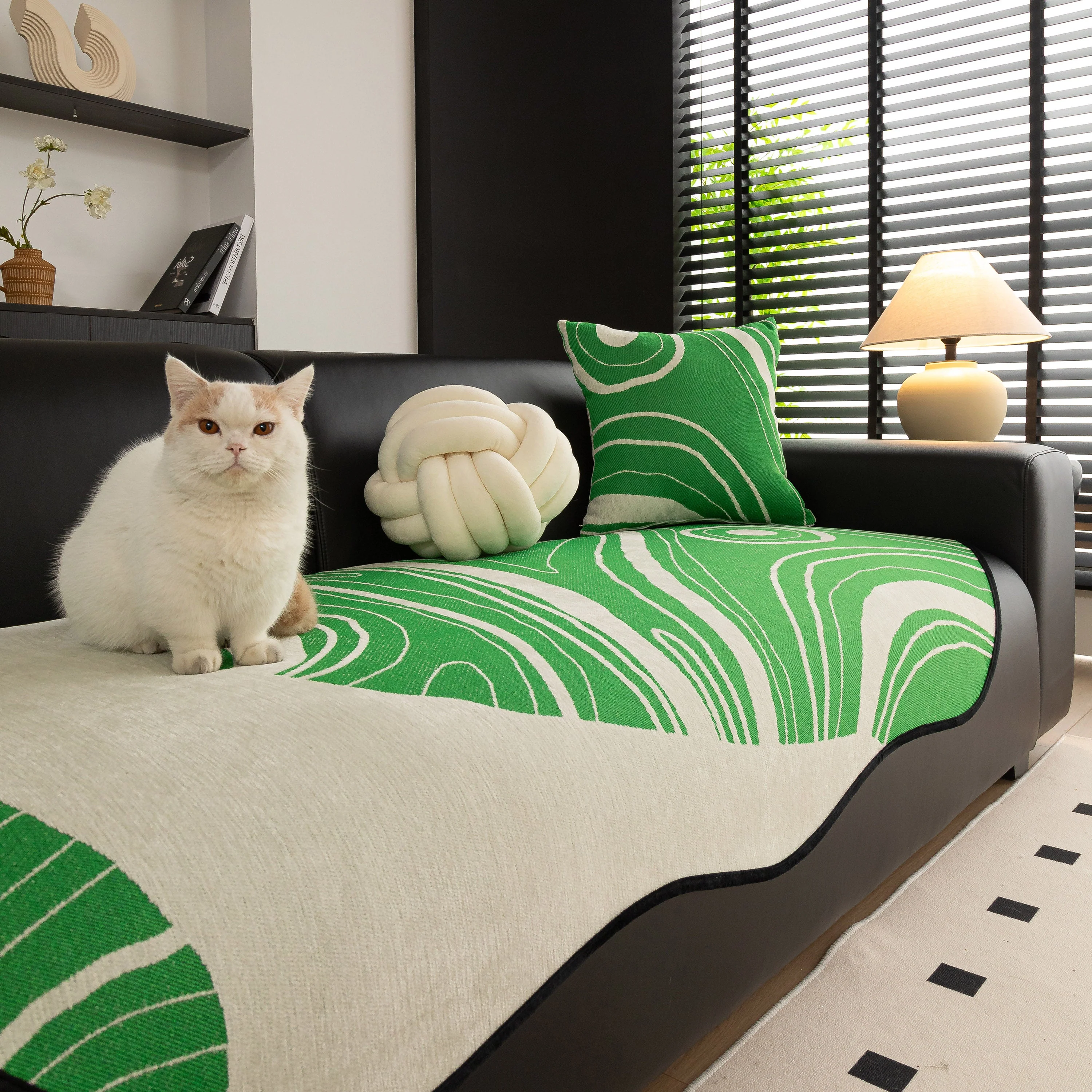 Abstract Art Sofa Cover with Wave Edge, Non Slip Couch Cover for Stylish Homes - Image 13