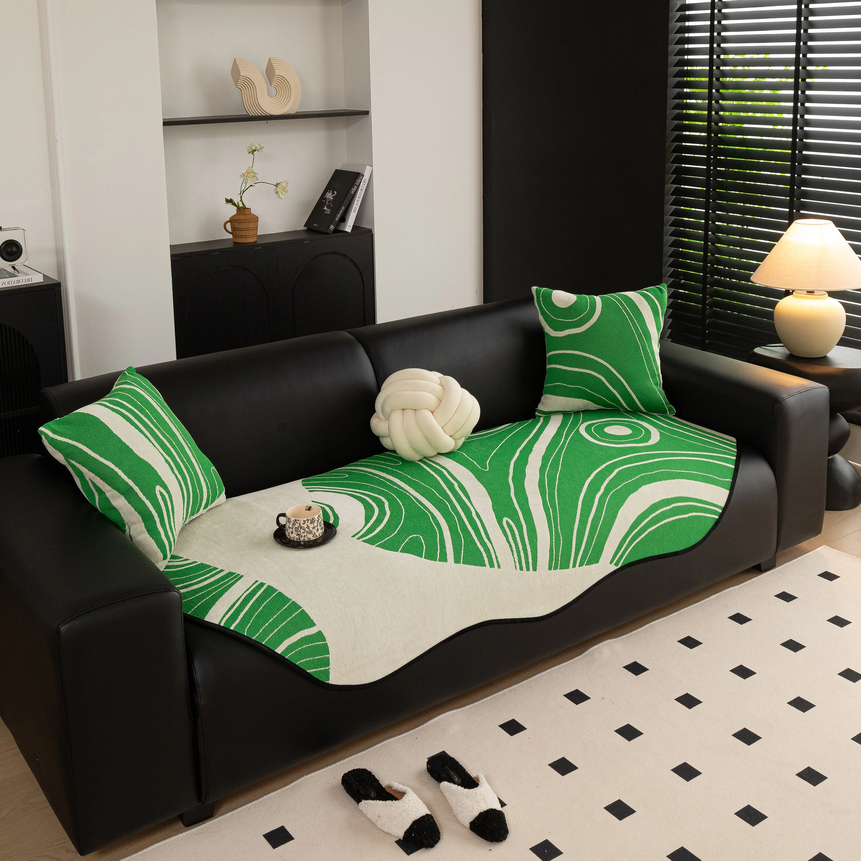 Abstract Art Sofa Cover with Wave Edge, Non Slip Couch Cover for Stylish Homes - Image 14