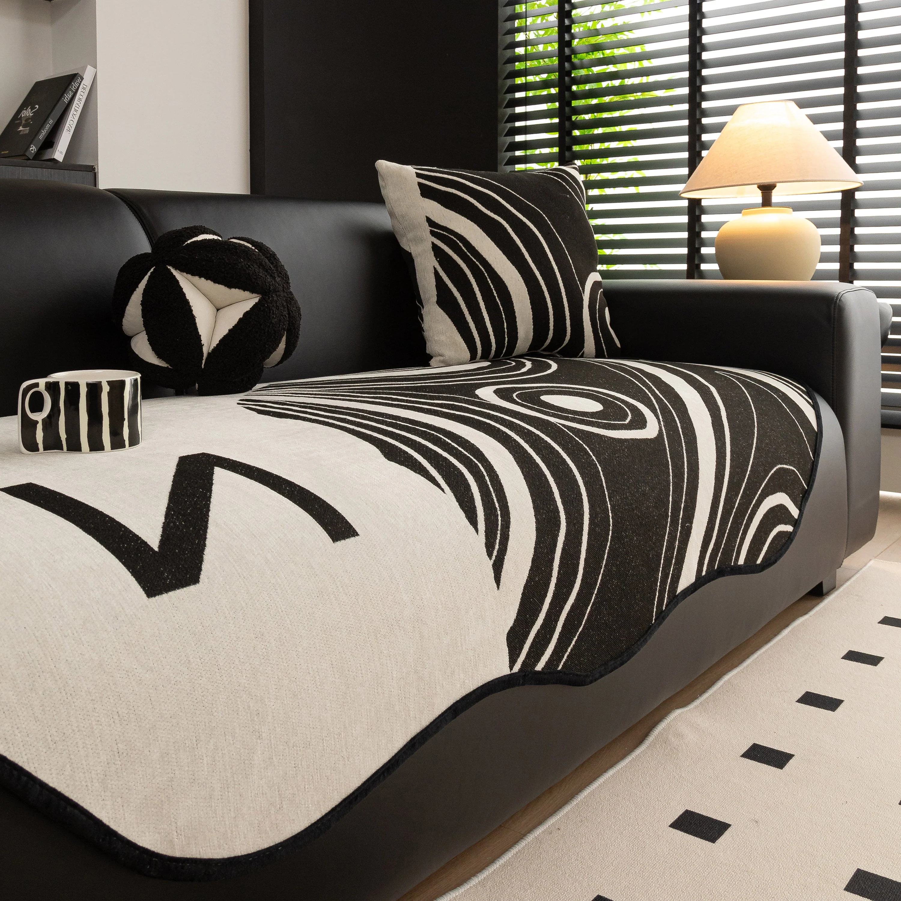 Abstract Art Sofa Cover with Wave Edge, Non Slip Couch Cover for Stylish Homes - Image 17