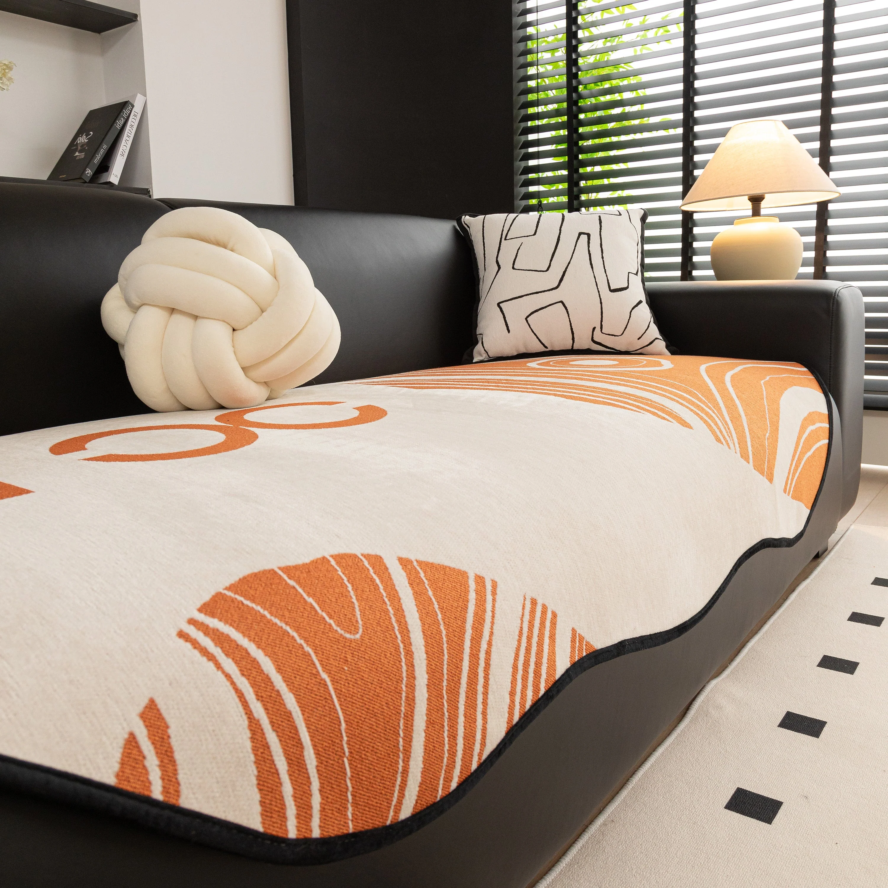 Abstract Art Sofa Cover with Wave Edge, Non Slip Couch Cover for Stylish Homes - Image 18