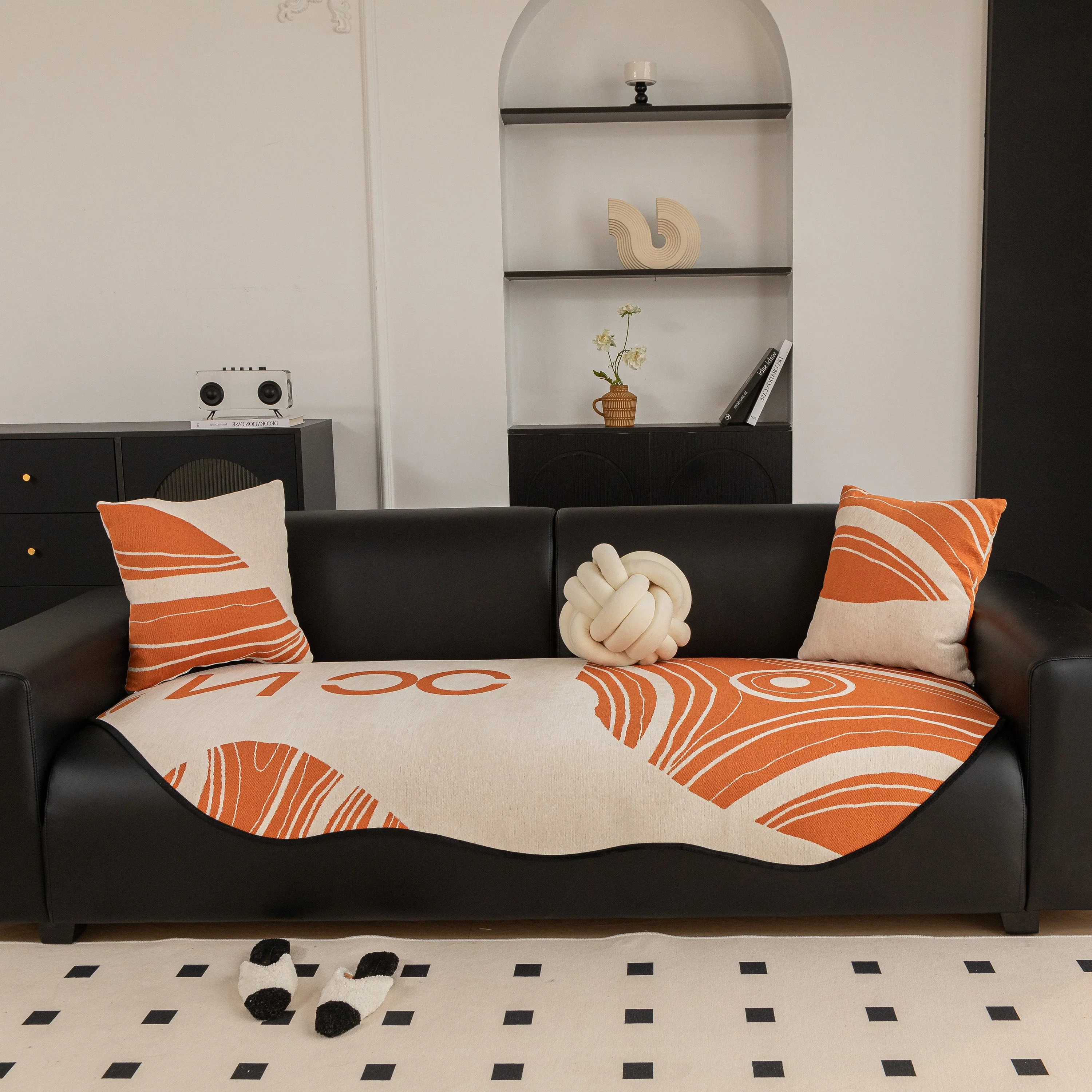 Abstract Art Sofa Cover with Wave Edge, Non Slip Couch Cover for Stylish Homes - Image 19