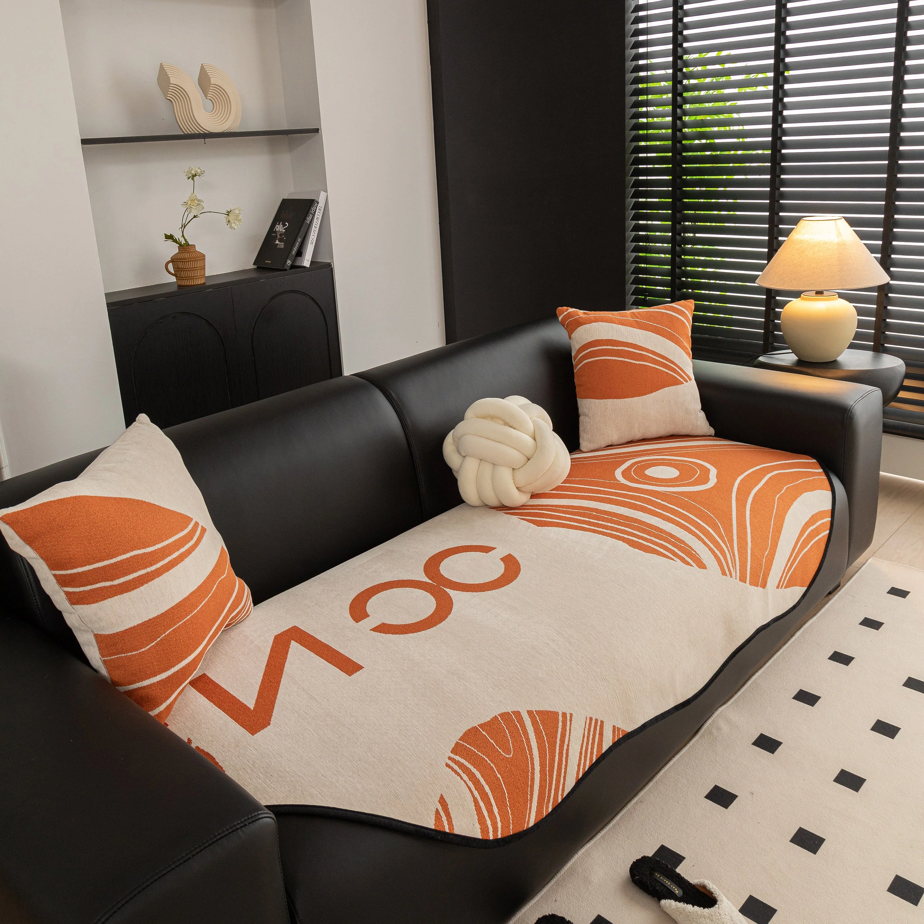 Abstract Art Sofa Cover with Wave Edge, Non Slip Couch Cover for Stylish Homes - Image 22