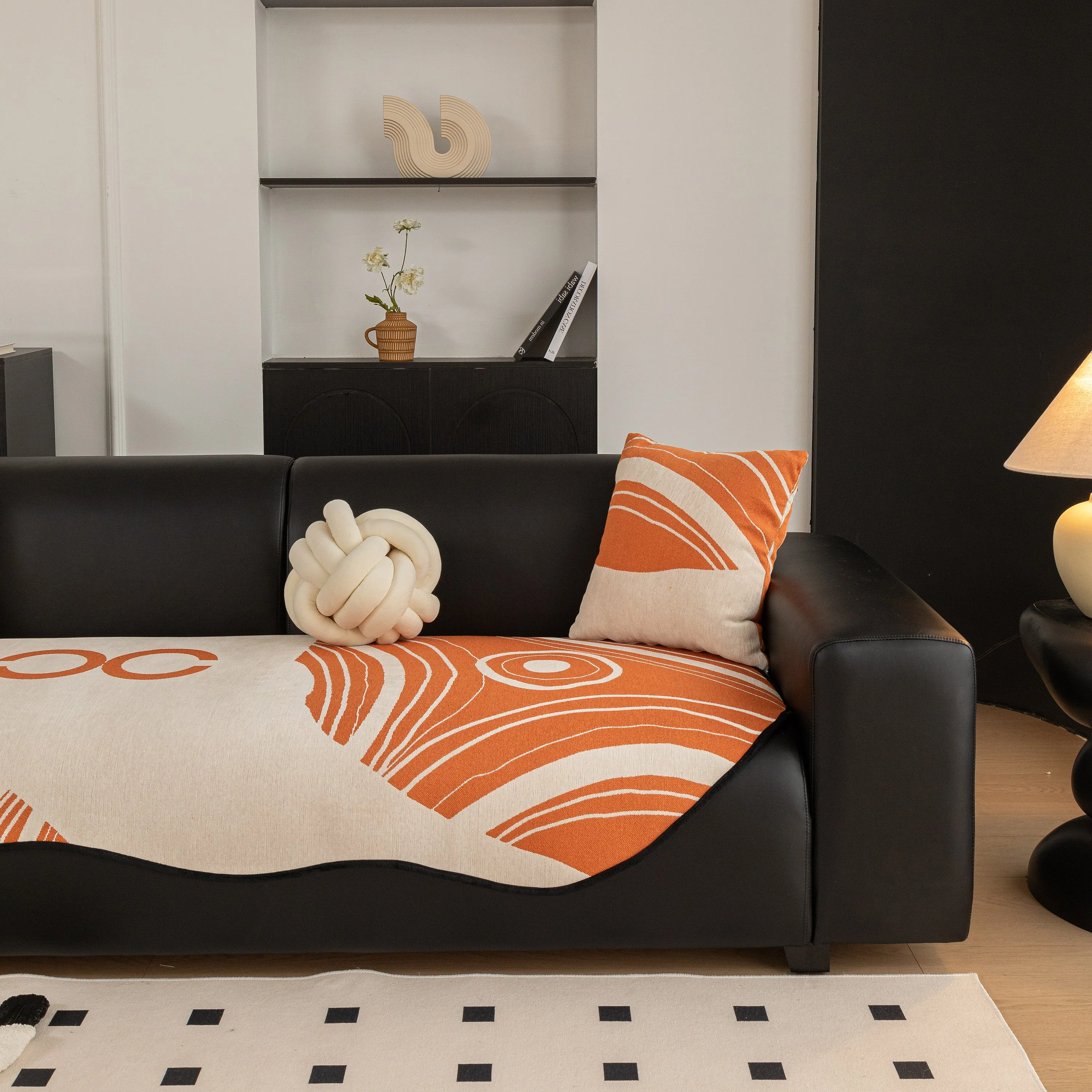 Abstract Art Sofa Cover with Wave Edge, Non Slip Couch Cover for Stylish Homes - Image 25