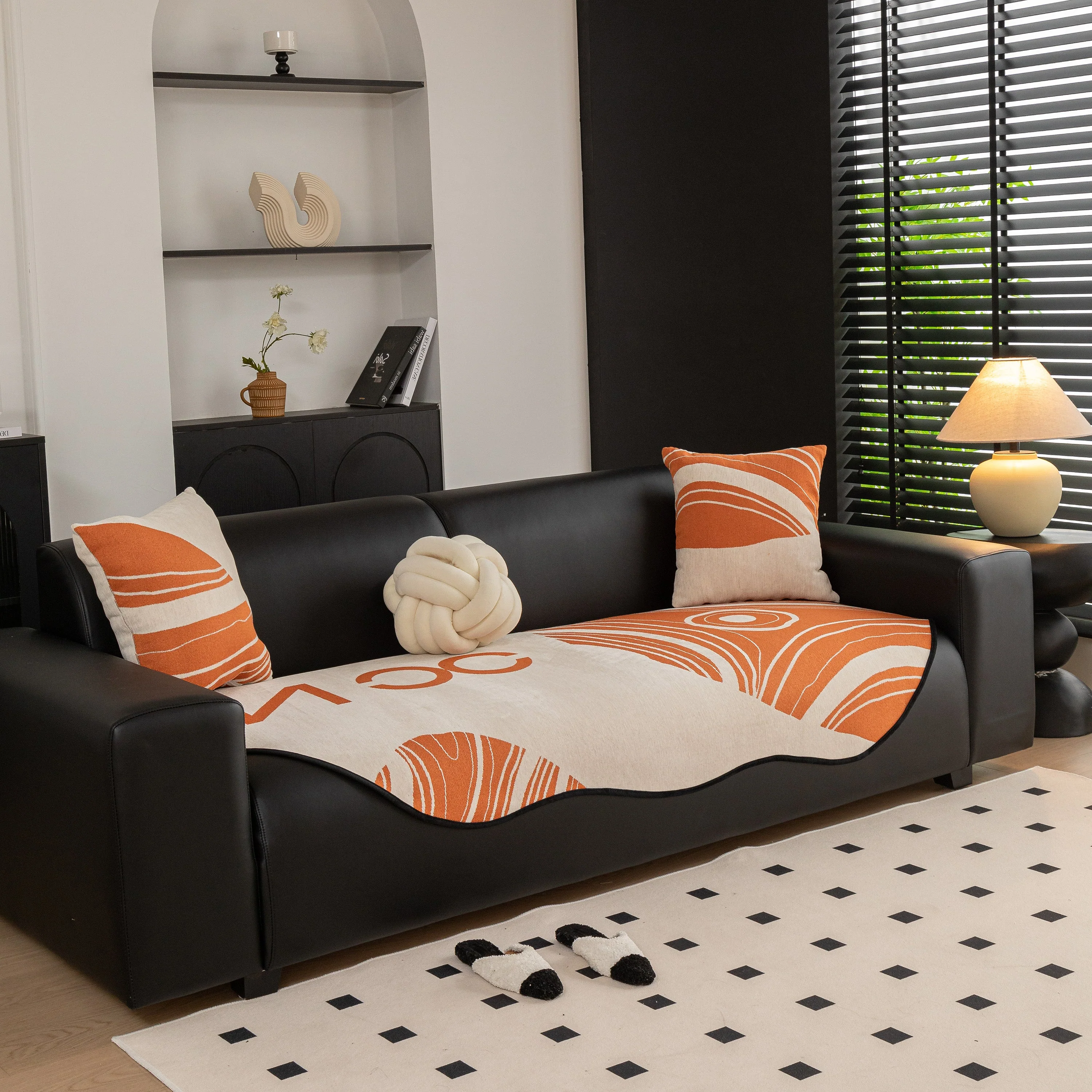 Abstract Art Sofa Cover with Wave Edge, Non Slip Couch Cover for Stylish Homes - Image 26