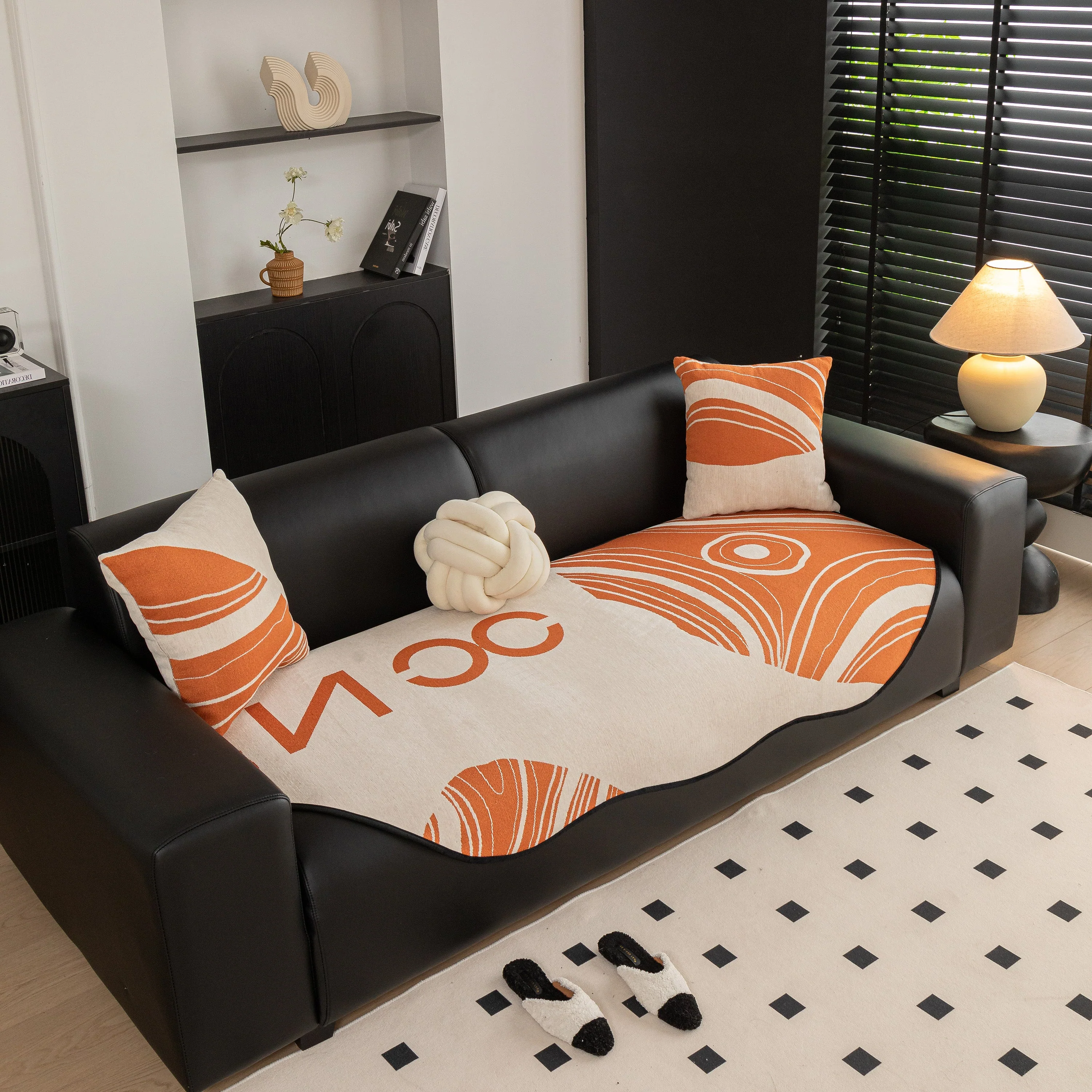 Abstract Art Sofa Cover with Wave Edge, Non Slip Couch Cover for Stylish Homes - Image 28