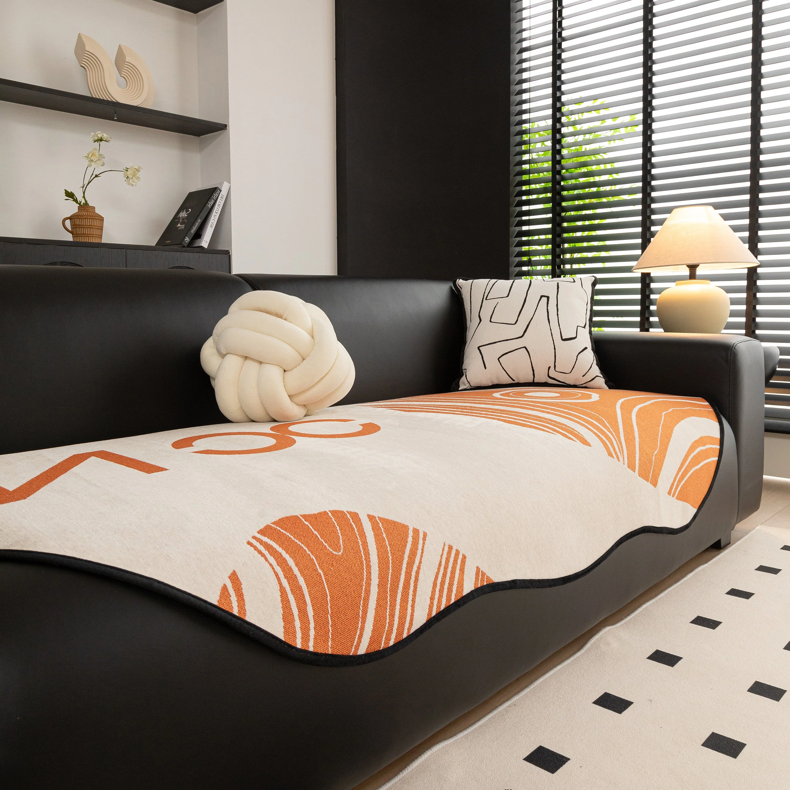Abstract Art Sofa Cover with Wave Edge, Non Slip Couch Cover for Stylish Homes - Image 30