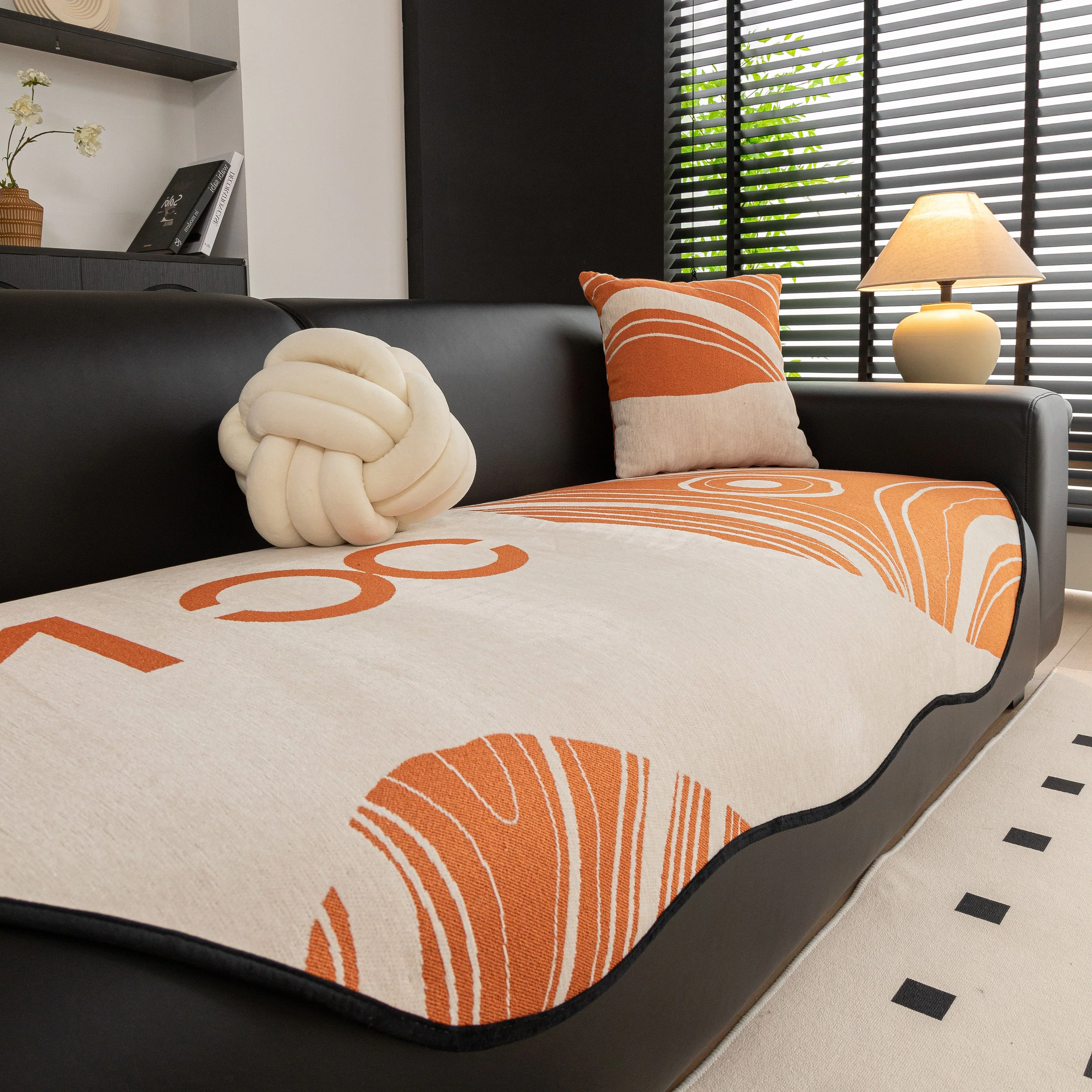 Abstract Art Sofa Cover with Wave Edge, Non Slip Couch Cover for Stylish Homes - Image 32