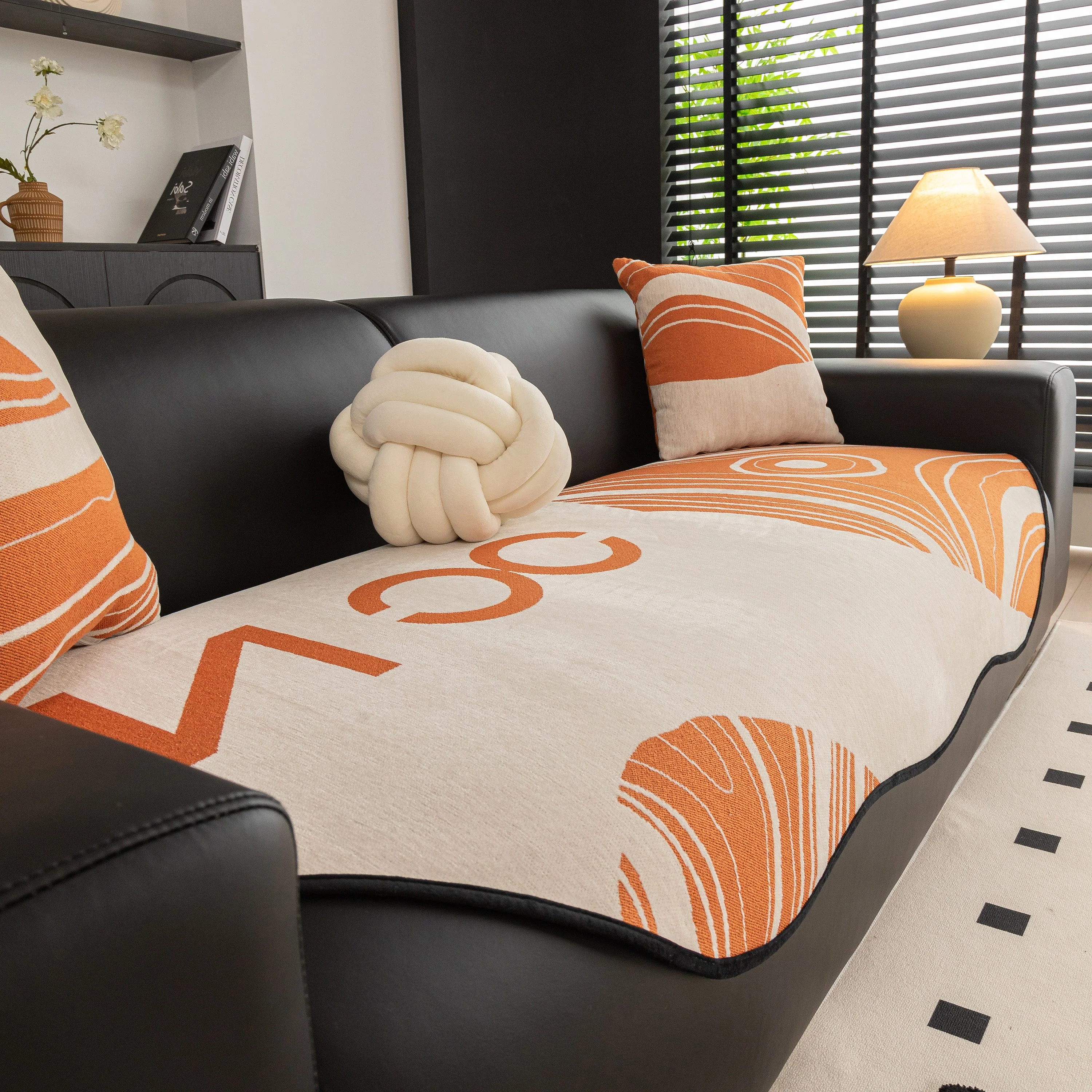 Abstract Art Sofa Cover with Wave Edge, Non Slip Couch Cover for Stylish Homes - Image 33