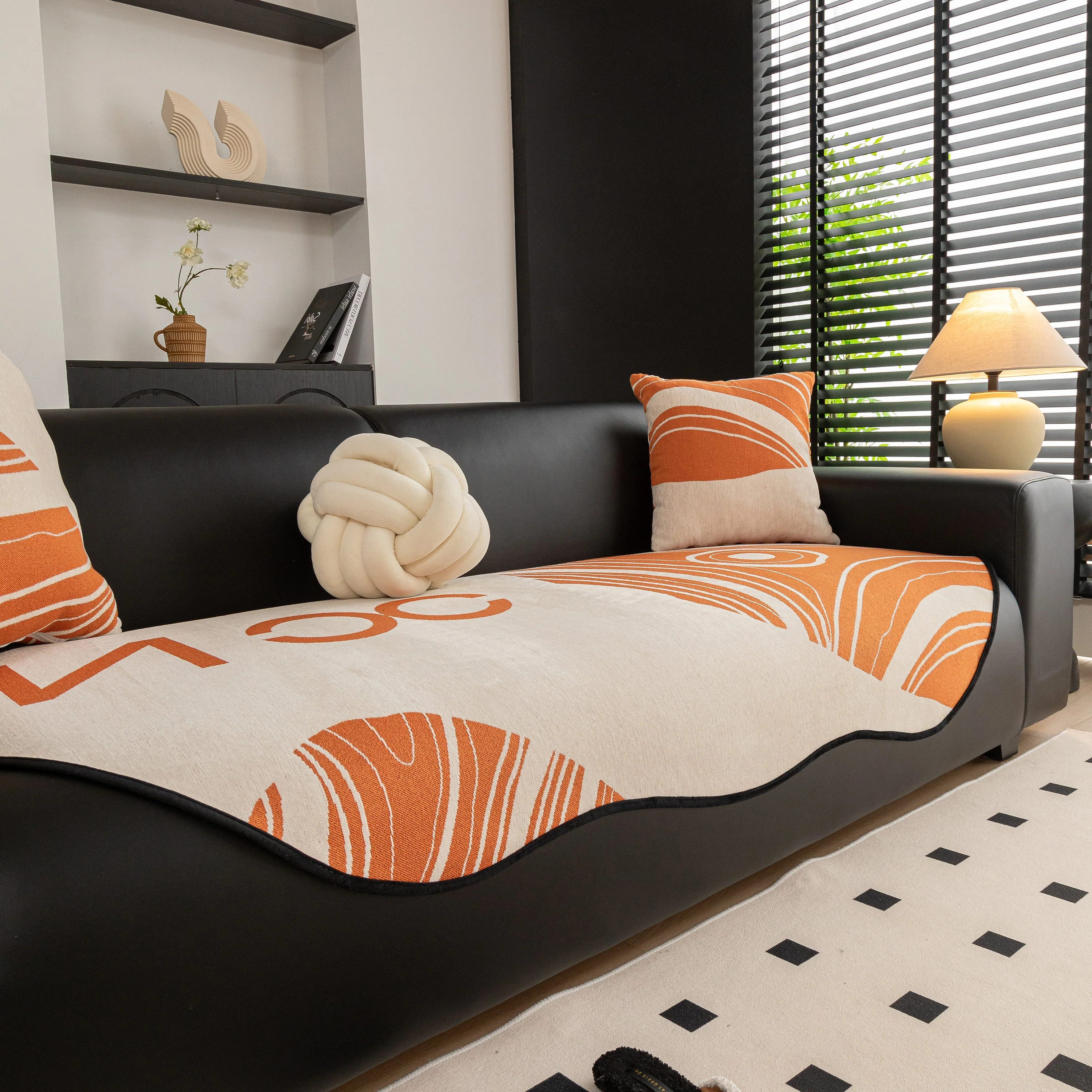Abstract Art Sofa Cover with Wave Edge, Non Slip Couch Cover for Stylish Homes - Image 34