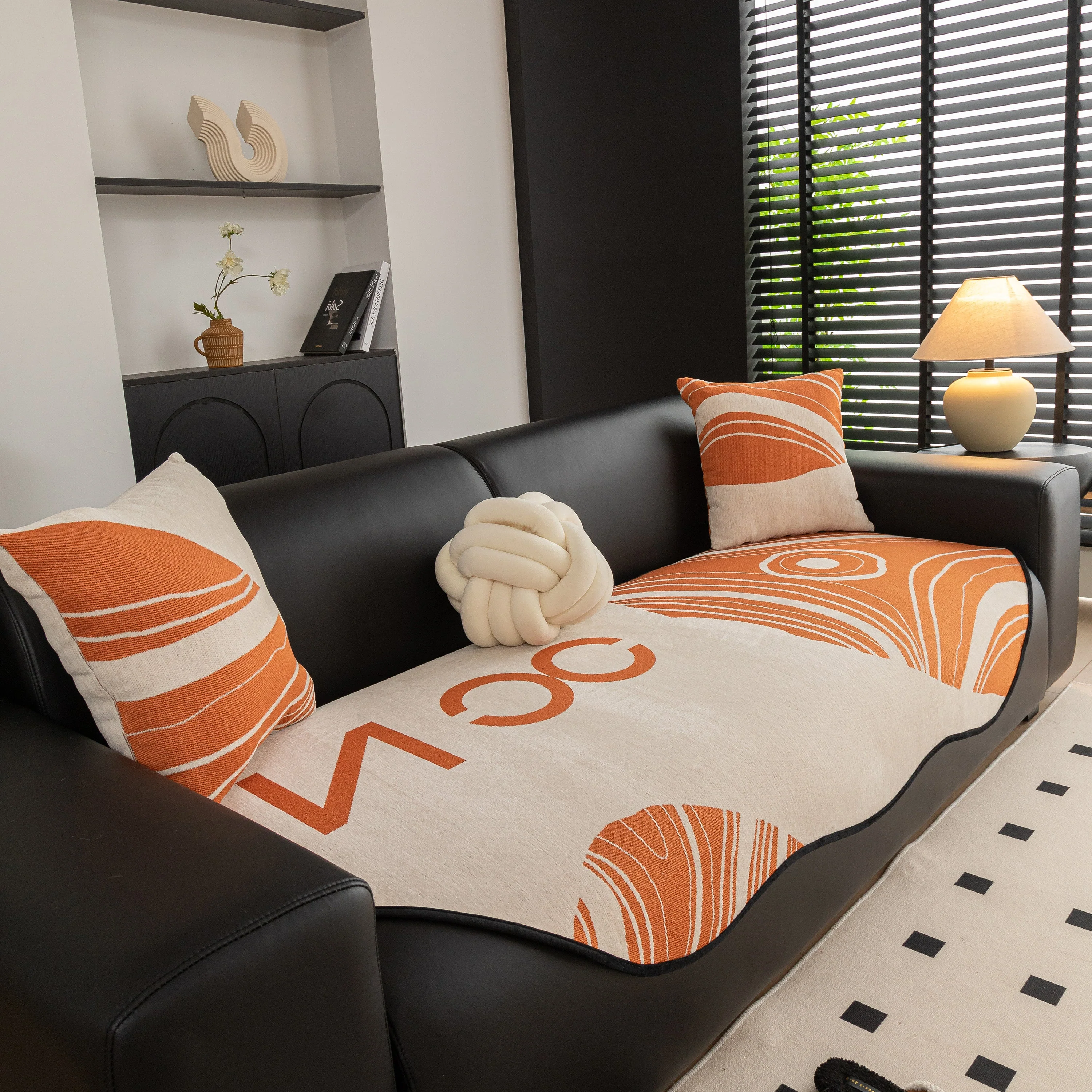 Abstract Art Sofa Cover with Wave Edge, Non Slip Couch Cover for Stylish Homes - Image 35