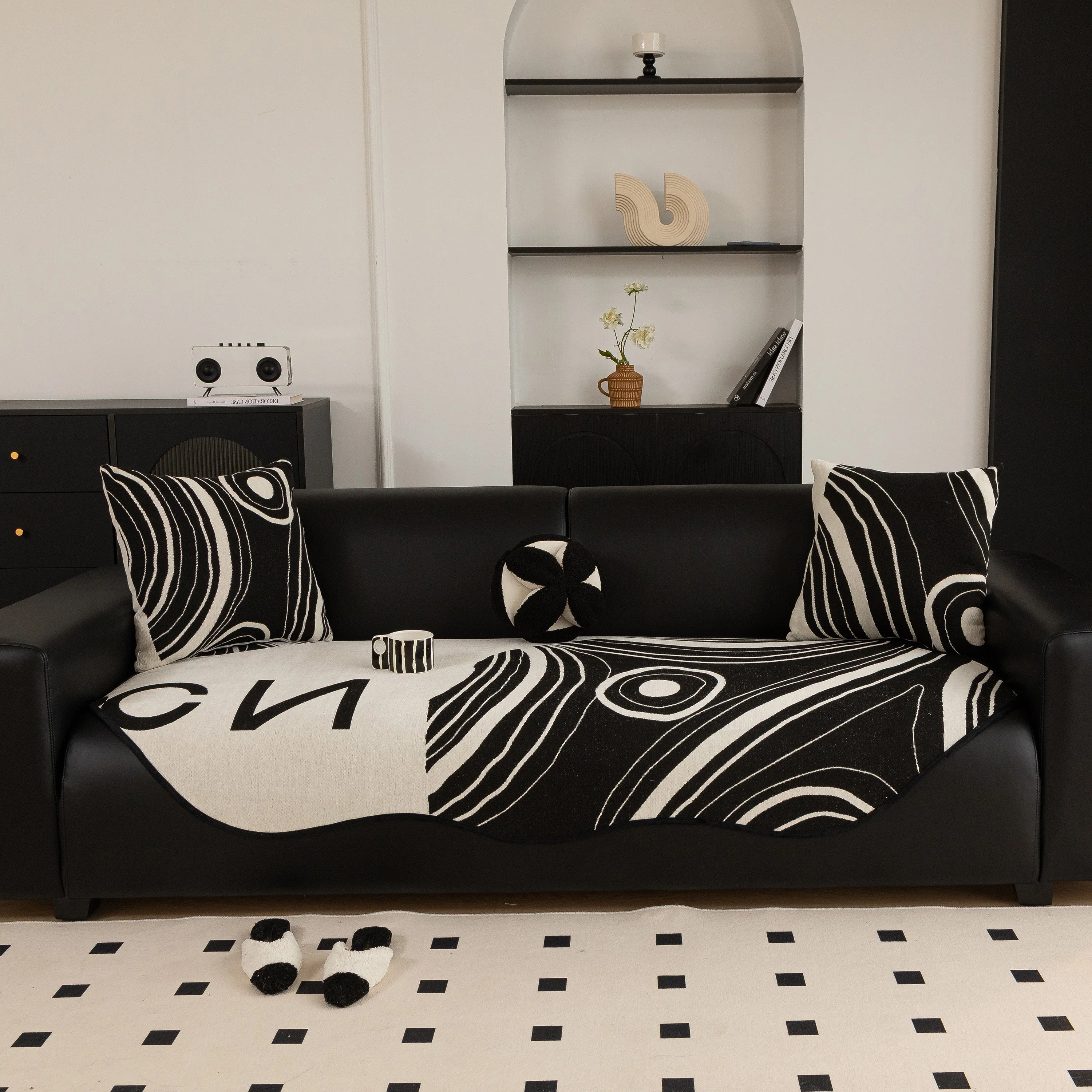 Abstract Art Sofa Cover with Wave Edge, Non Slip Couch Cover for Stylish Homes - Image 39