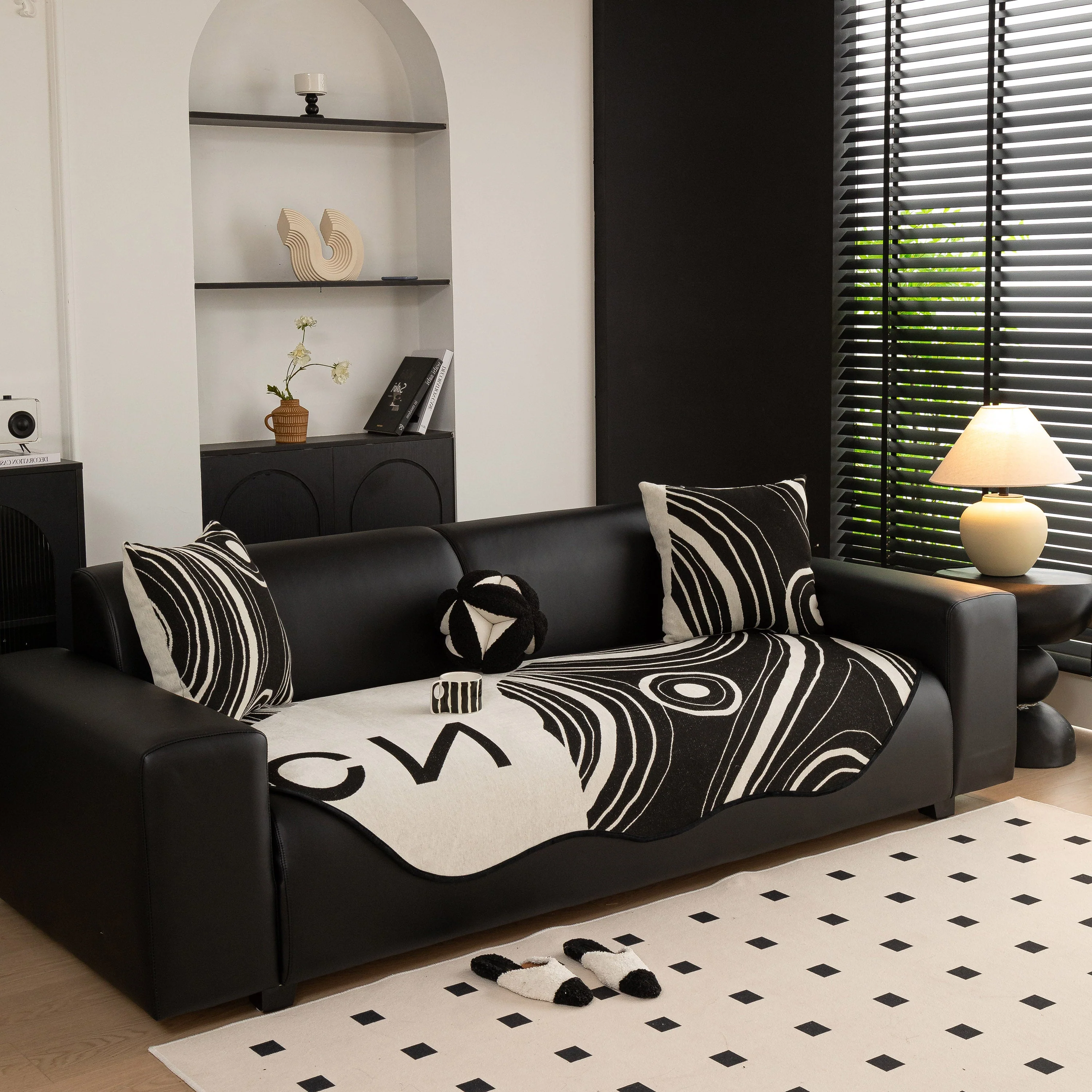 Abstract Art Sofa Cover with Wave Edge, Non Slip Couch Cover for Stylish Homes - Image 42