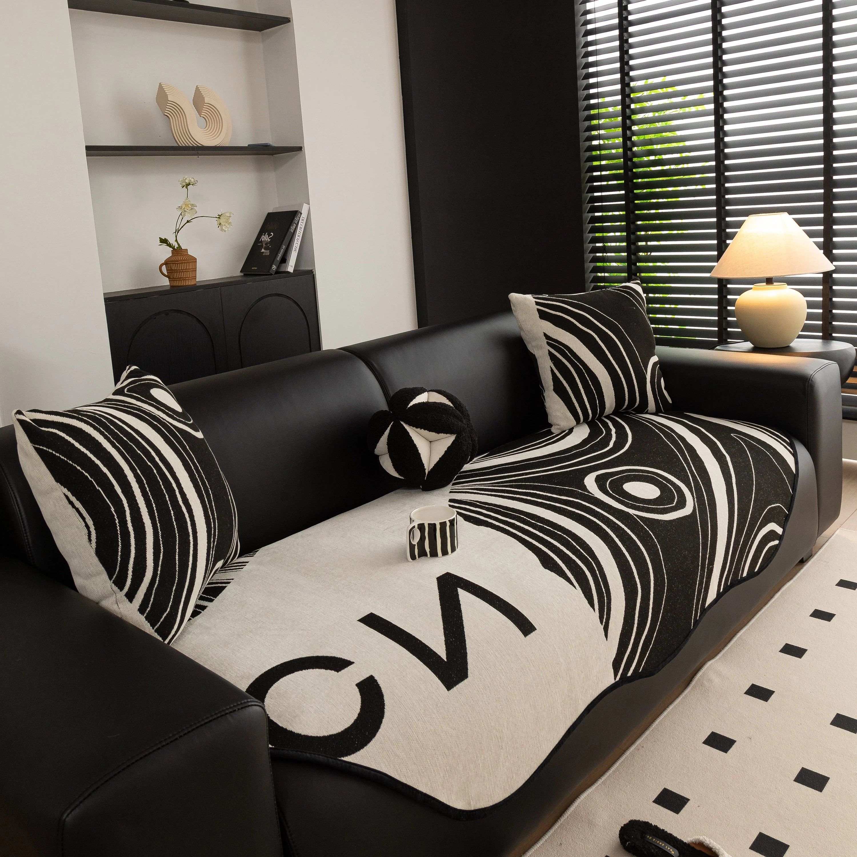 Abstract Art Sofa Cover with Wave Edge, Non Slip Couch Cover for Stylish Homes - Image 44