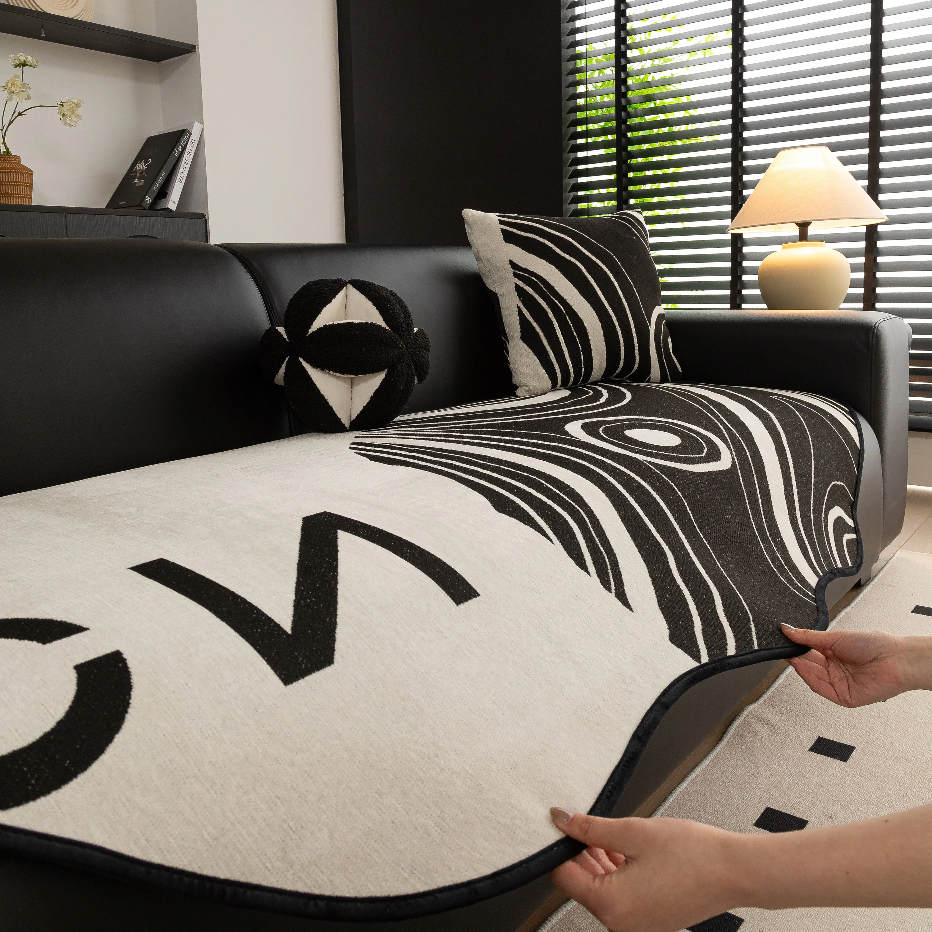 Abstract Art Sofa Cover with Wave Edge, Non Slip Couch Cover for Stylish Homes - Image 45